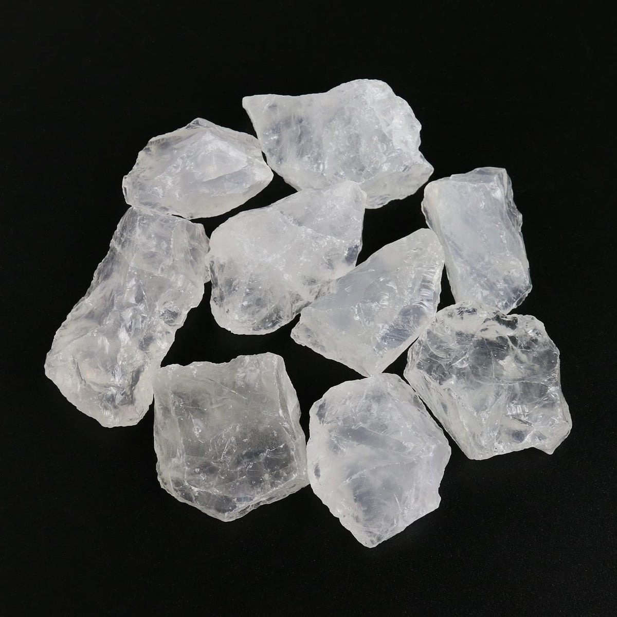 Nvzi Clear Quartz Crystal Bulk, Raw White Quartz Crystal Stones for Wicca, Reiki, and Energy Healing Crystals, Witchcraft Supplies, Rocks for Tumbling, Calcite Crystal, Hypnotic Gems(1 Lb)