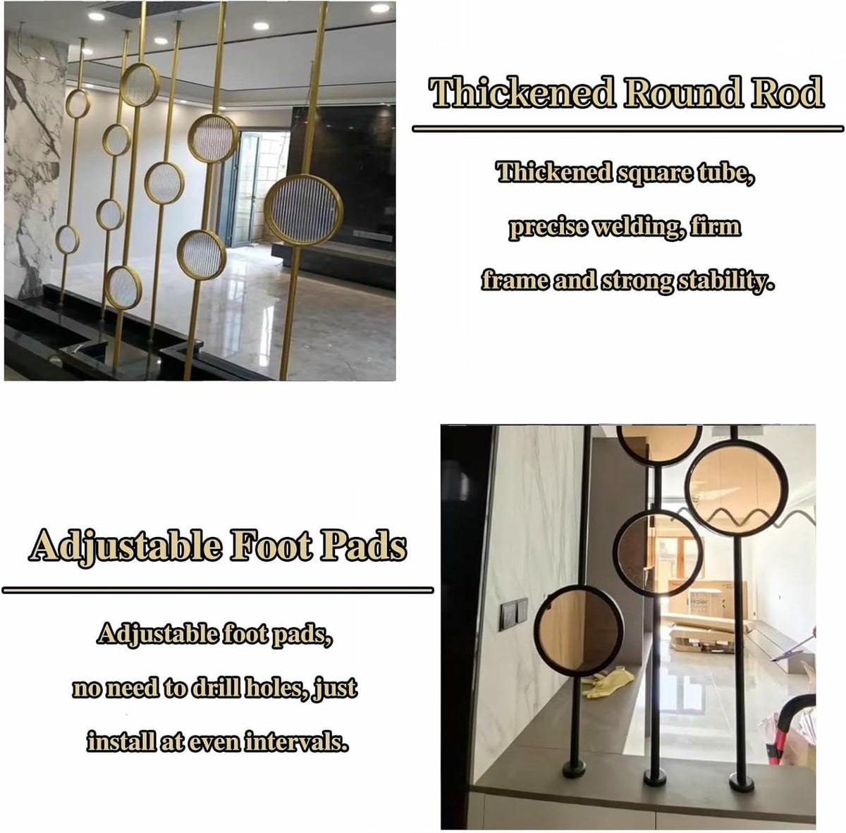 HCZKIUJ Metal Wall Partition Post Room Divider, Modern Partition Column Slats for Home Office Entryway, Portable Tile to Floor Privacy Screen Dividers (Style B Black)