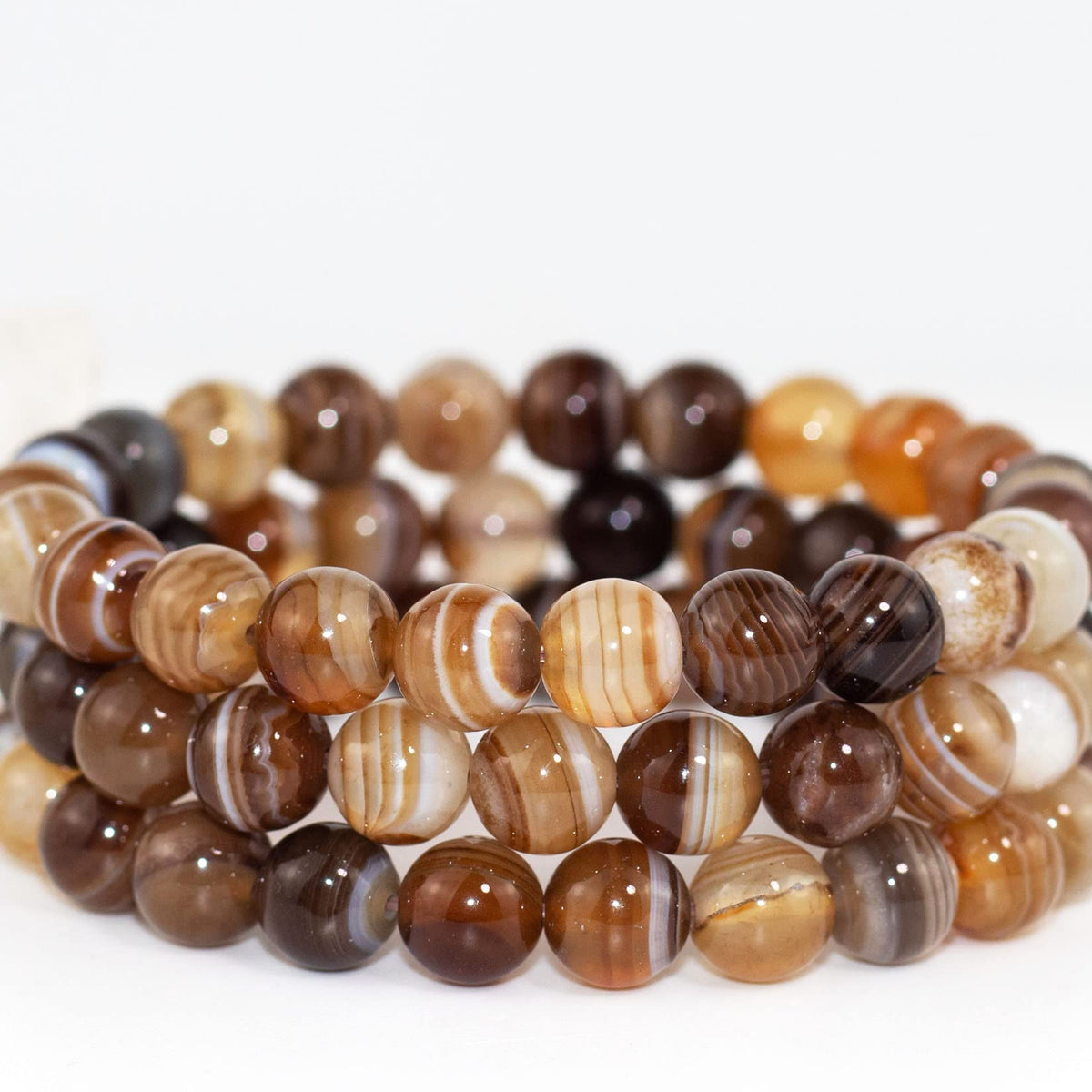 DAZCOLO 8mm Natural Gemstone Stretch Bracelet, Handmade Unisex Crystal Bracelets for Meditation, Yoga, Spiritual Healing & Positive Energy (Botswana Agate)
