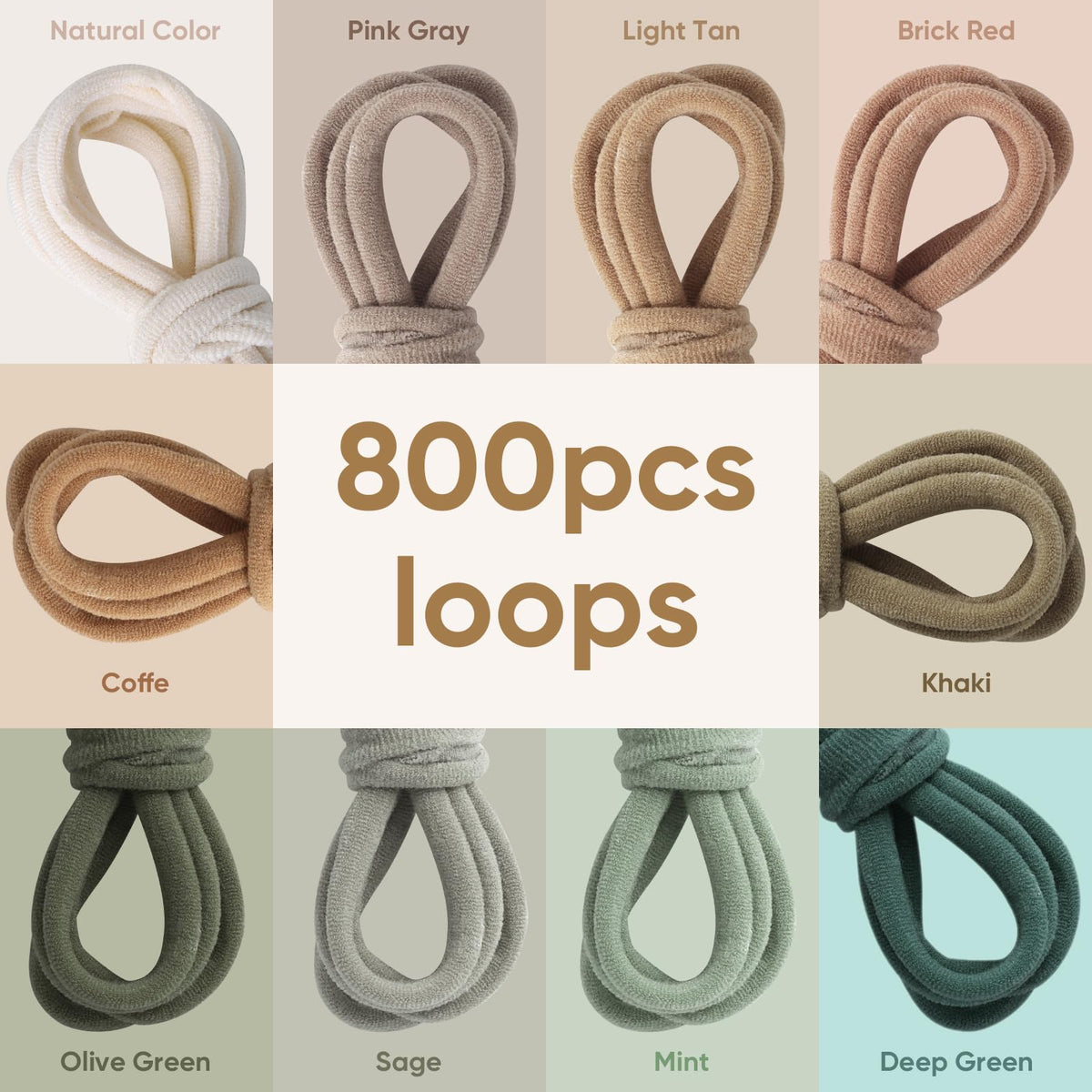 800 PCS Weaving Loops 7” Traditional-Sized Neutral Themed Potholder Loom Refill Loops for Kids and Adults Rainbow Knitting Loops Weaving Flexible Loom Kit Elastic Ideal for Girls Ages DIY Crafts