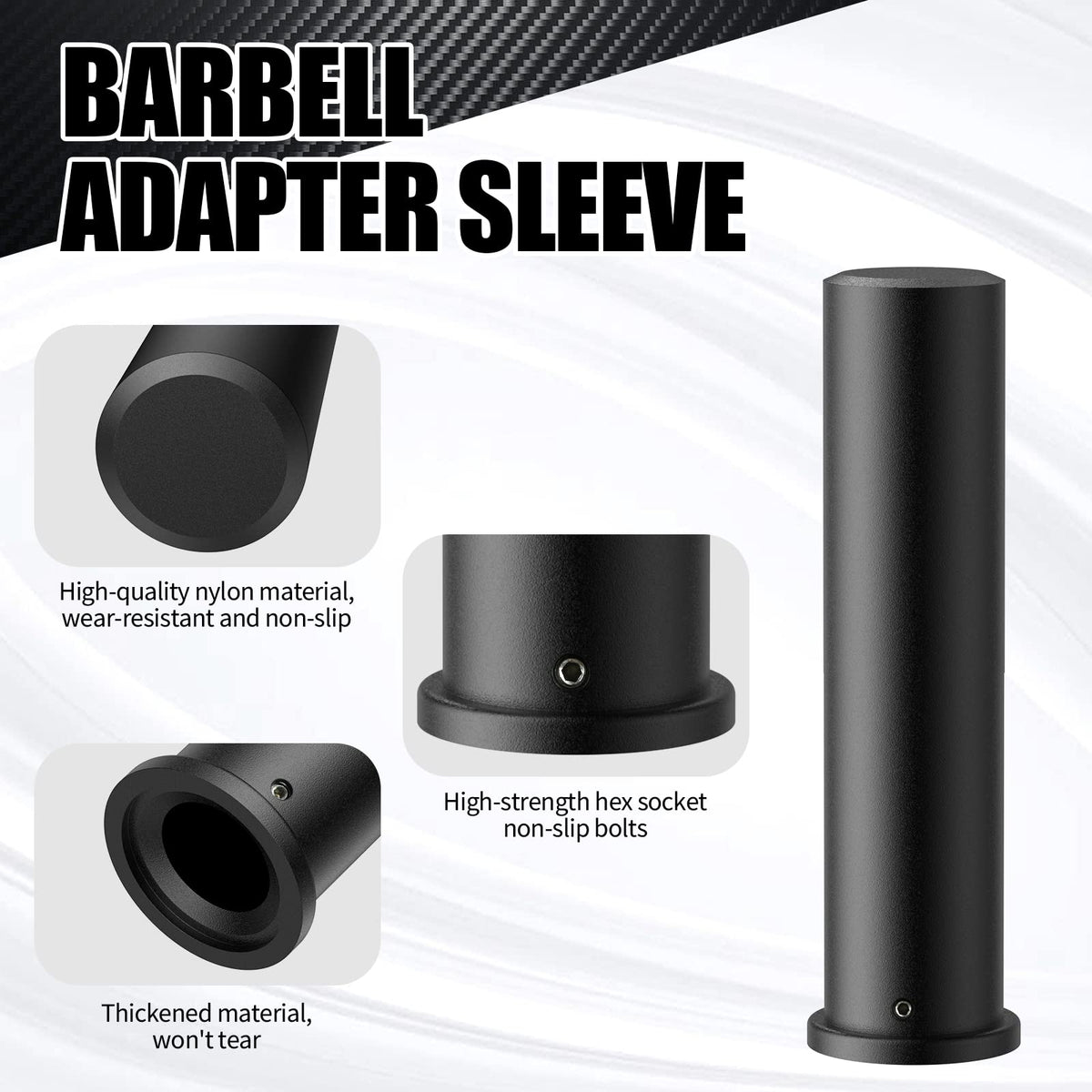 NewBEP 2PCS Olympic Adapter Sleeve 7.8" with Olympic Barbell Clamps 2", Converts 1" Standard Weight Plate Posts to 2" Olympic Weight Plate Posts, Removable end Cap