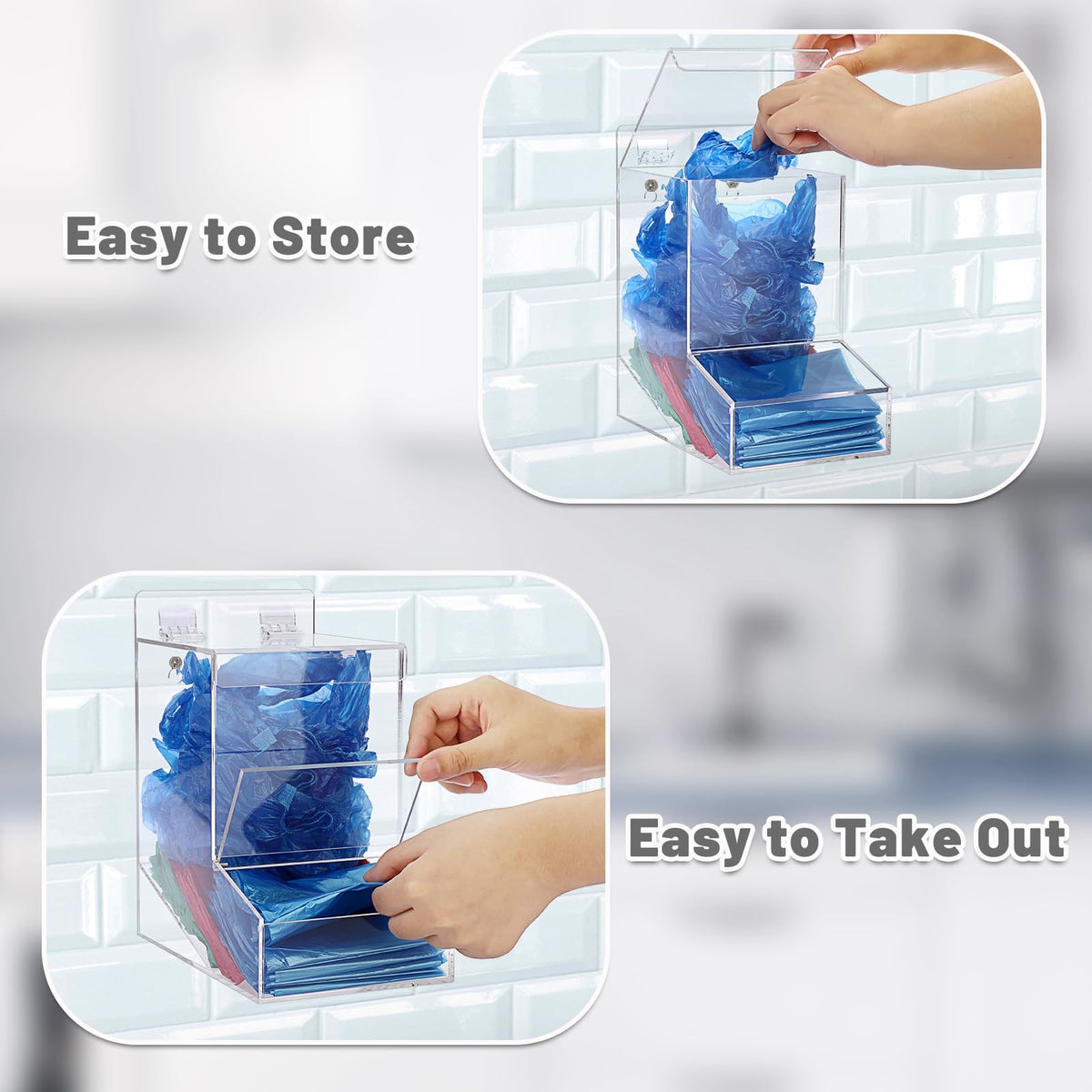 Sumnacon Acrylic Dispenser-Countertop Storage Container for Candy Shoe Covers Golves Hairnets Earplugs,Clear Laundry Pod Dispenser with Lids,Functional Wall Storage Dispenser for Laundry Room Pantry