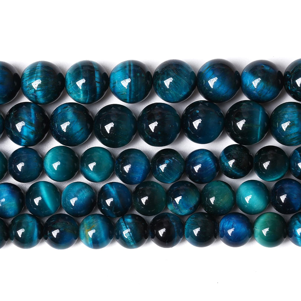 Blue Tiger Eye Gemstone Loose Beads Natural Round Loose Stone Beads for Jewelry Making DIY Bracelet Necklace Earrings 8mm 48pcs 1 Strand 15" (Blue Tiger Eye, 8mm)