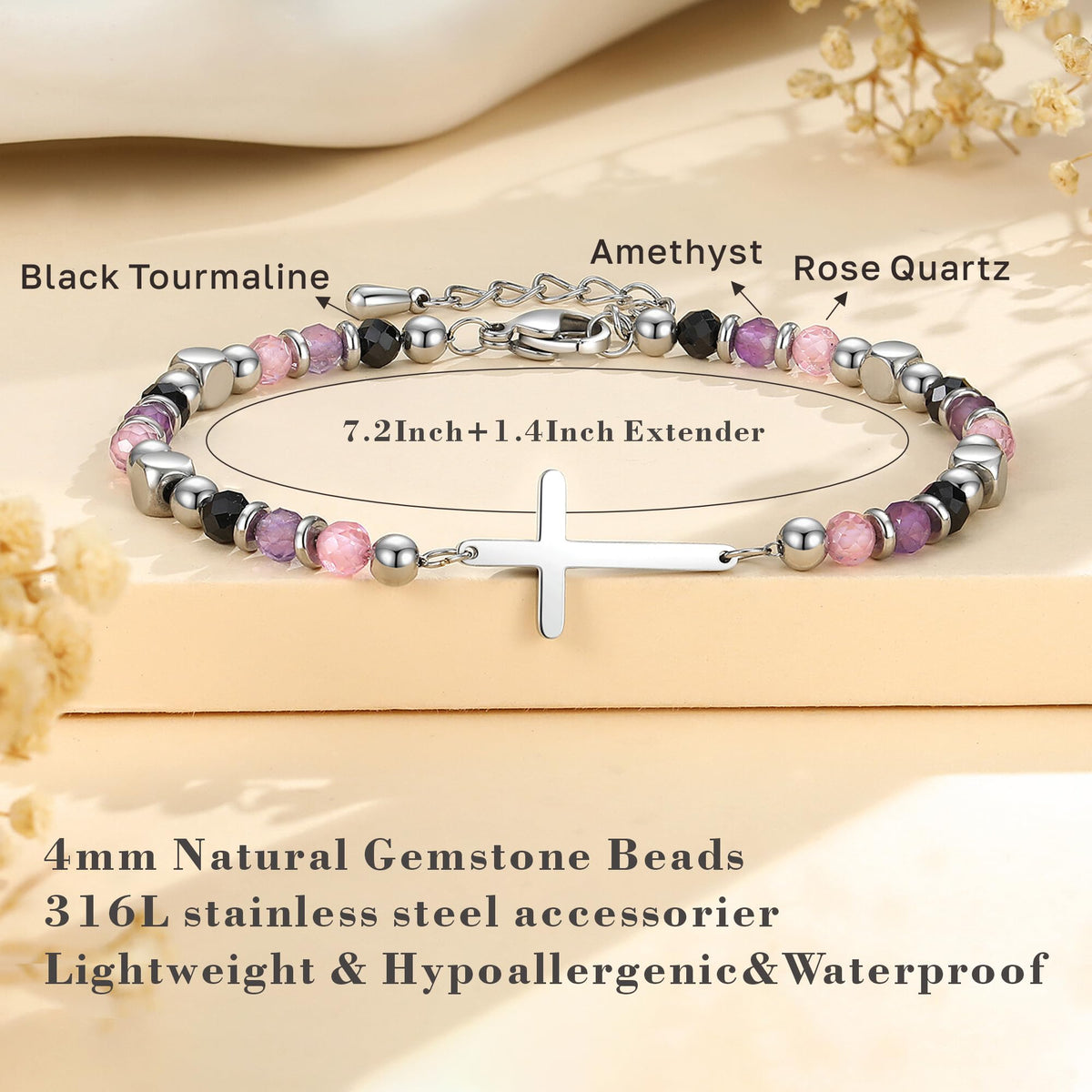 Daughter Gifts from Mom, Dainty Christian Cross Bracelet – Anxiety Relief Jewelry for Birthday, Graduation, Wedding, Anniversary, Christmas, Adjustable Crystal Bracelet