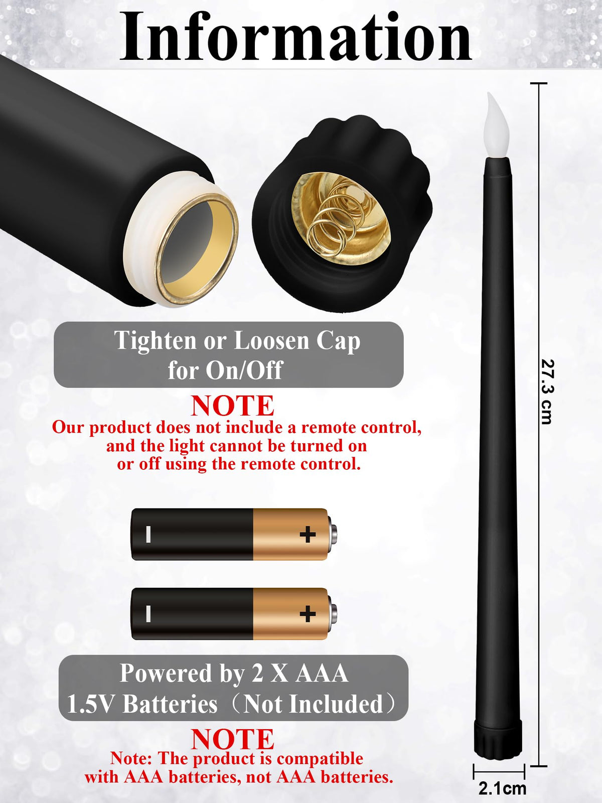Funtery 48 Pcs Flameless LED Taper Candles Battery Operated Candles Bulk Realistic LED Candlesticks Flickering for Wedding Church Graduation Party Home Decor(Black,Classic Style)