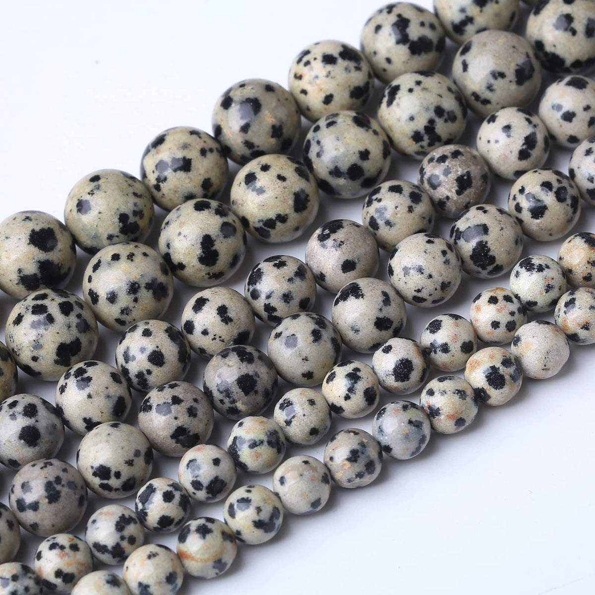 90PCS 4MM Dalmatian Jasper Natural Gemstone Round Stone Beads for Jewelry Making DIY Energy Stone Healing Power Bracelet 15"