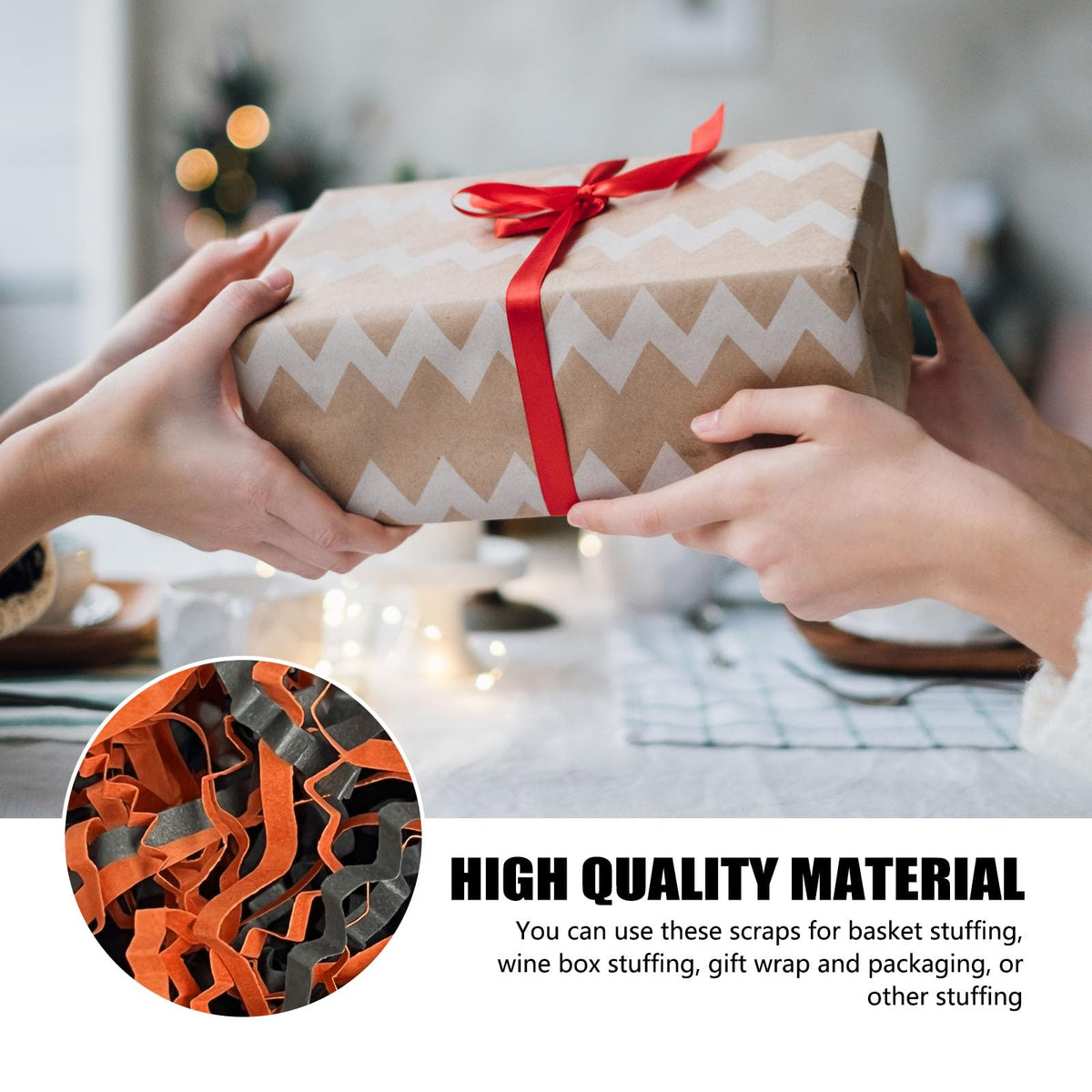 ZEBMOON 2 LB Black Orange Crinkle Cut Paper Shred Filler Great for Gift Wrapping, Halloween Basket Filling, Birthday, Wedding, Thanksgiving, Graduation, New Year Party Decorations Filling Supplies