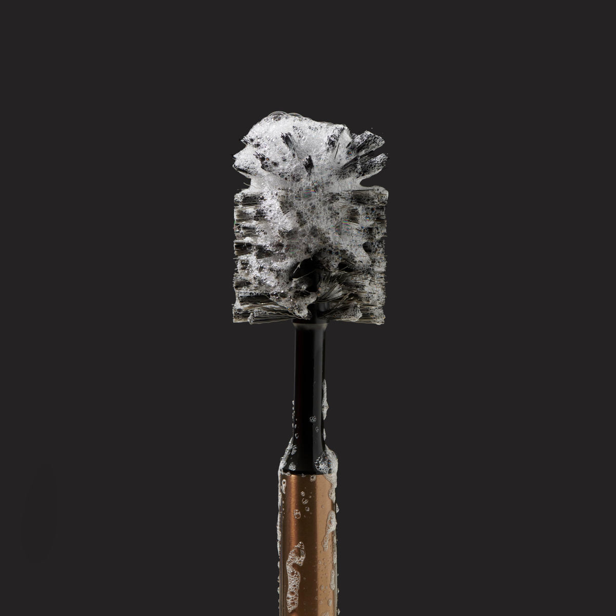 Curio Home Goods Ionic Bottle Brush, Magnetized to Stand Upright, Stainless Steel with Replaceable Head, Bronze