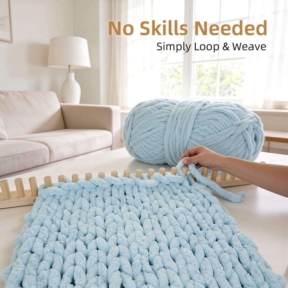 ARTACE 62" Chunky Blanket Loom, Extra Large Wooden Loom for Chunky Throw Blanket, Adjustable Size Hand Knitting Kit, Ideal and Friendly for DIY Beginners
