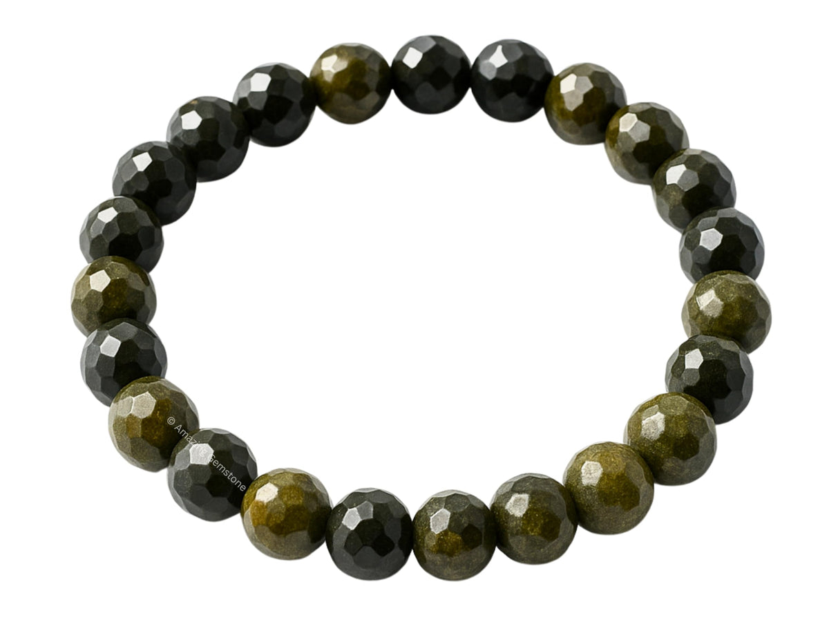 Amazing Gemstone Golden Sheen Obsidian Bracelet for Women - Chakra Mens Bracelet Protection Crystals and Healing Stones - Blessing Bracelet Spiritual Meditation Gift Christmas Stocking
