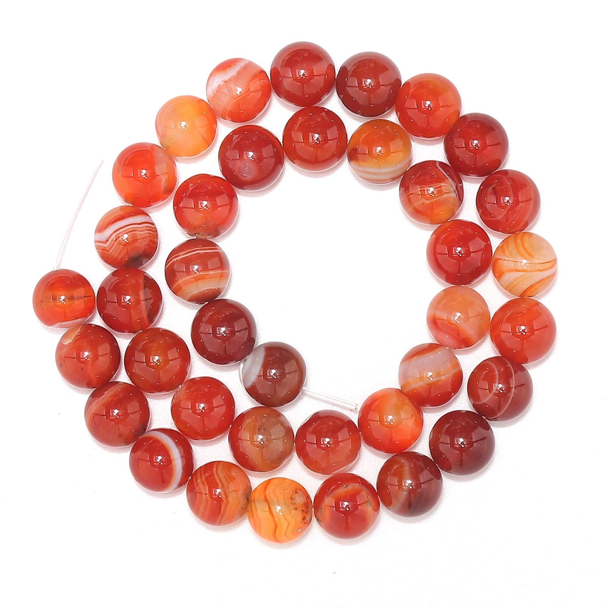 60pcs 6mm Natural Stone Beads Red Carnelian Striped Agate Beads Energy Crystal Healing Power Gemstone for Jewelry Making, DIY Bracelet Necklace