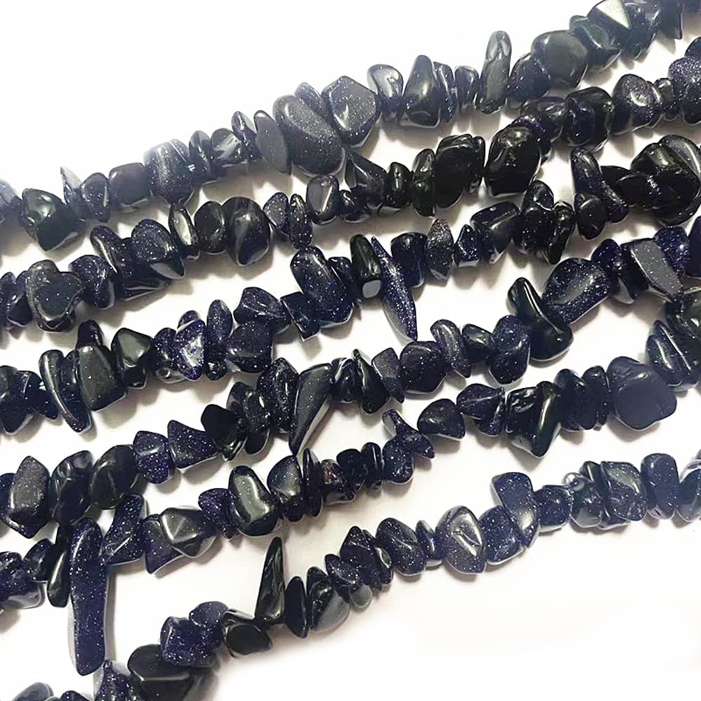 PLTbeads 7-8mm Natural Blue Sandstone Gemstone Chips Beads Healing Crystals Waist Bracelets Necklace Kit Irregular Stone DIY Crafts Design Jewelry Making