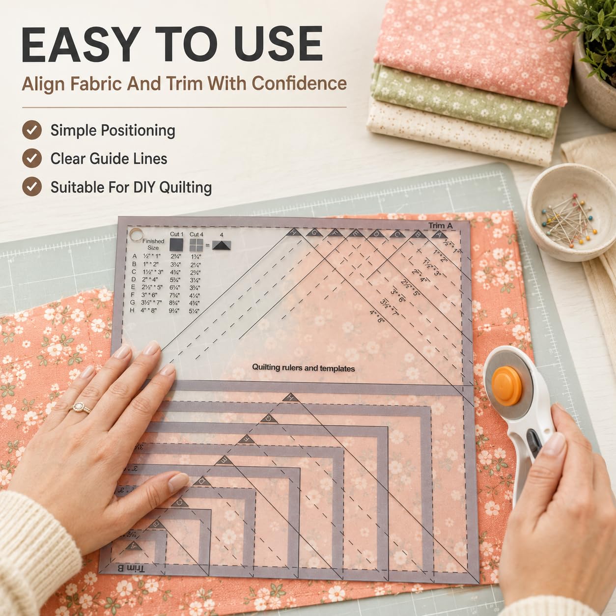 Ultimate Flying Geese Quilting Rulers, Versatile Template for Multiple Block Sizes, Durable Acrylic Trimming Tool for Accurate Patchwork & Sewing