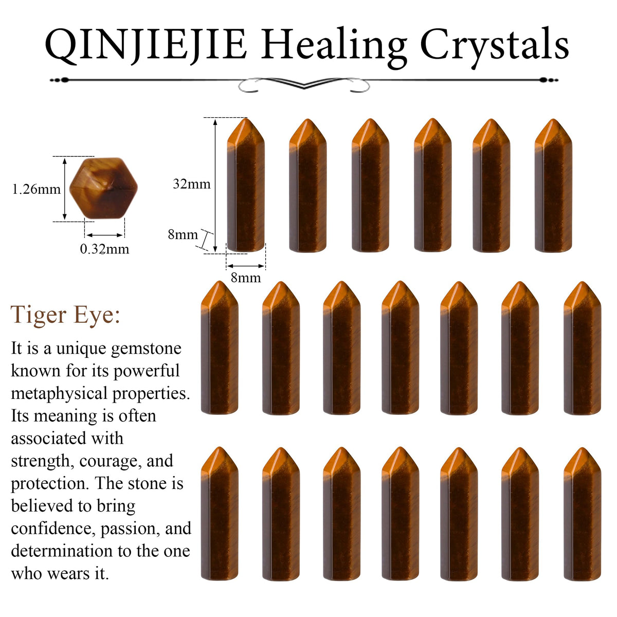 QINJIEJIE Tigers Eye 20 PCS Healing Crystals Stones Sets Wands Bulk Natural Pocket Crystal Towers Assorted Pointed Reiki Gemstones Polished Energy Meditation Chakra Gifts for Women Men