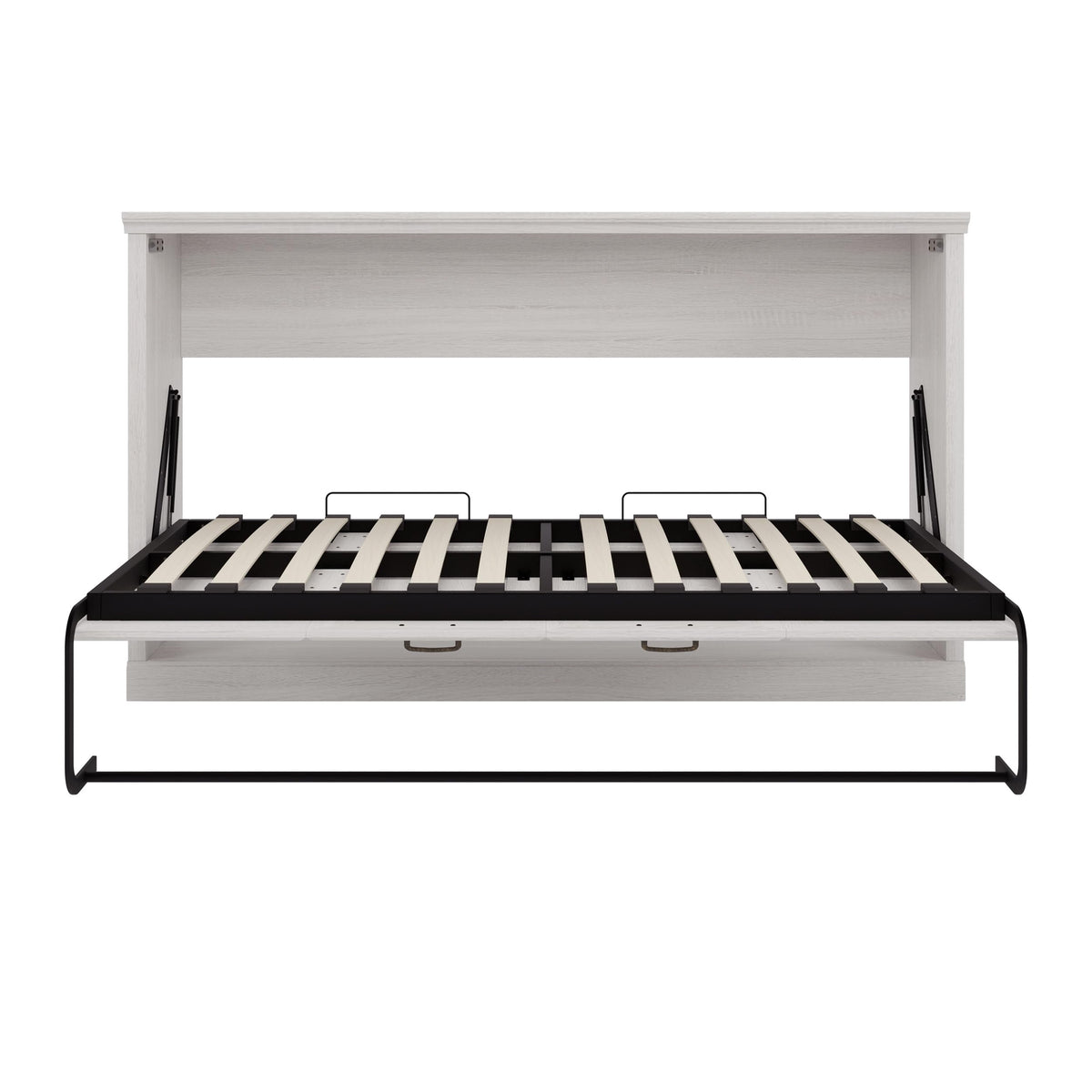 Merax Twin Size Horizontal Murphy Bed Wall Bed, Folding into a Cabinet, Space Saving Foldable Bed for Guest Room, Home Office, Apartment, Sturdy Metal Frame, Rustic White