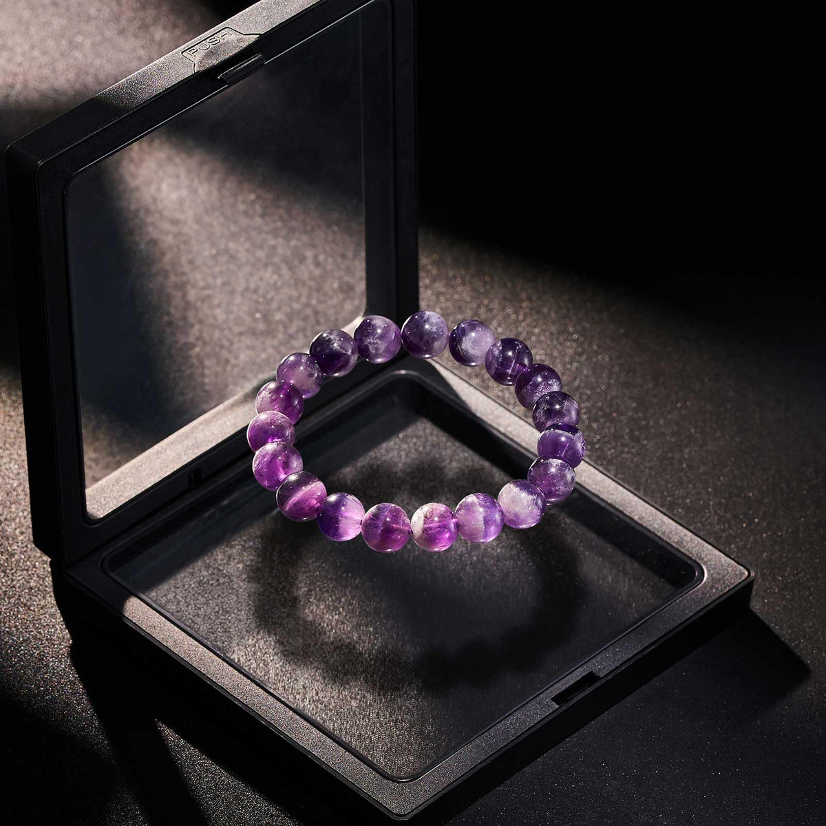 APERCEVOIR Natural Amethyst Bracelet for Women, Men - Handmade 10mm Dream Crystal Beads, Healing & Calming Energy Gemstone Jewelry, Elegant Gift for Birthday, Anniversary, or Meditation