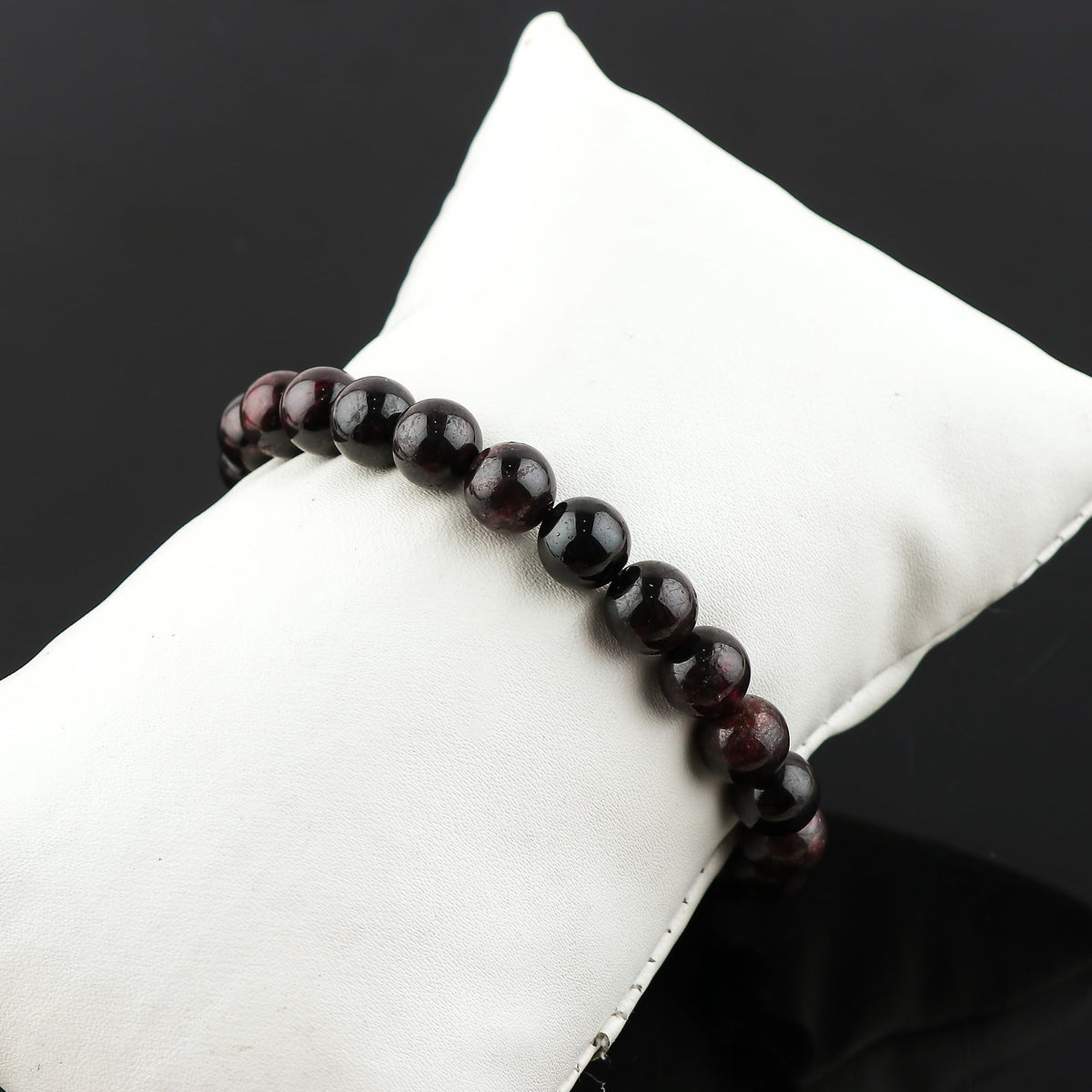 CRYSTALIS Red Garnet Bracelet for Boosting Love Drive-Confidence and Relationship - 8mm Beaded Bracelet for Women Men Unisex - Elastic Adjustable Size