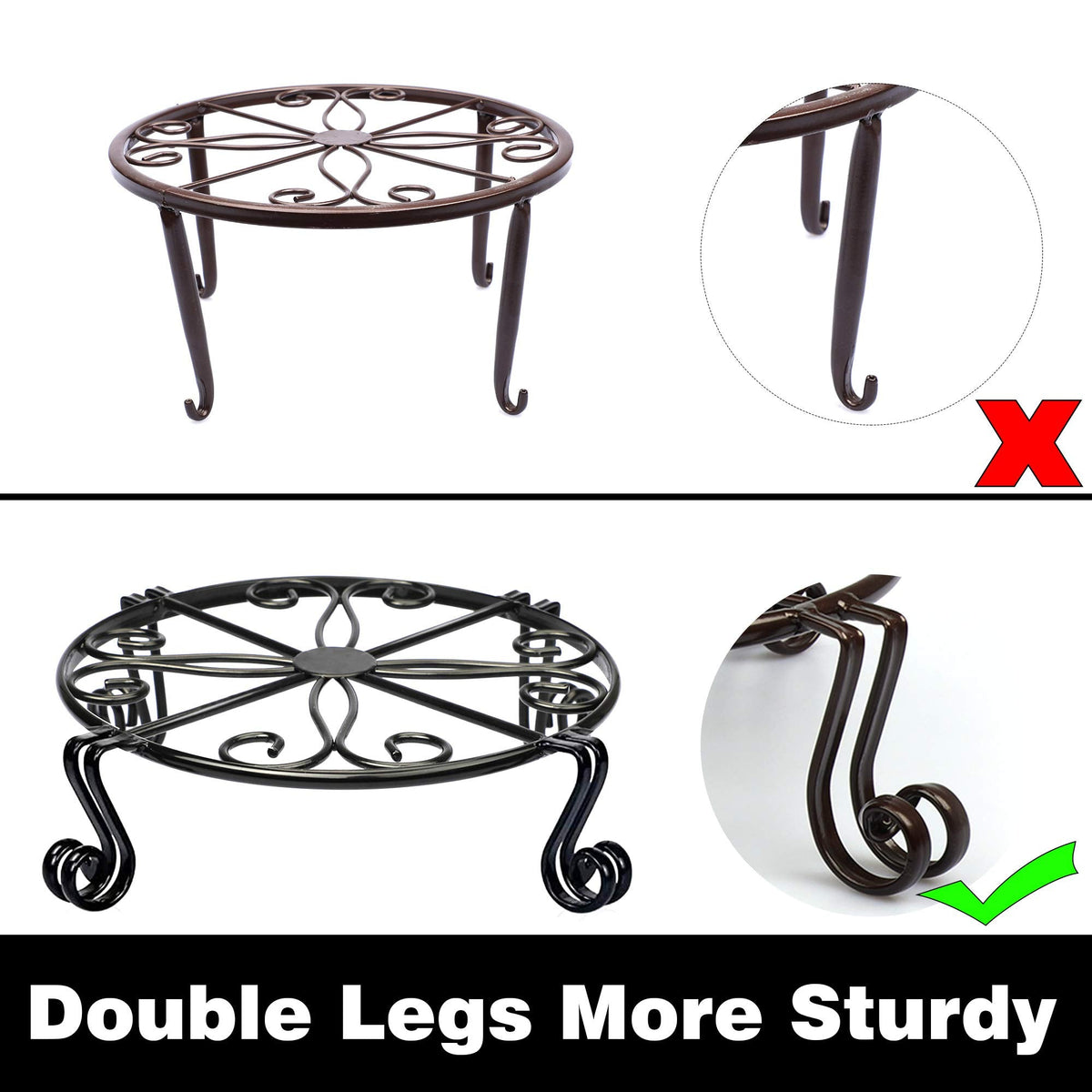 Black Plant Stand for Flower Pot Heavy Duty Potted Holder Indoor Outdoor Metal Rustproof Iron Garden Container Round Supports Rack for Planter Bronze, Pumpkin Stand Outdoor……