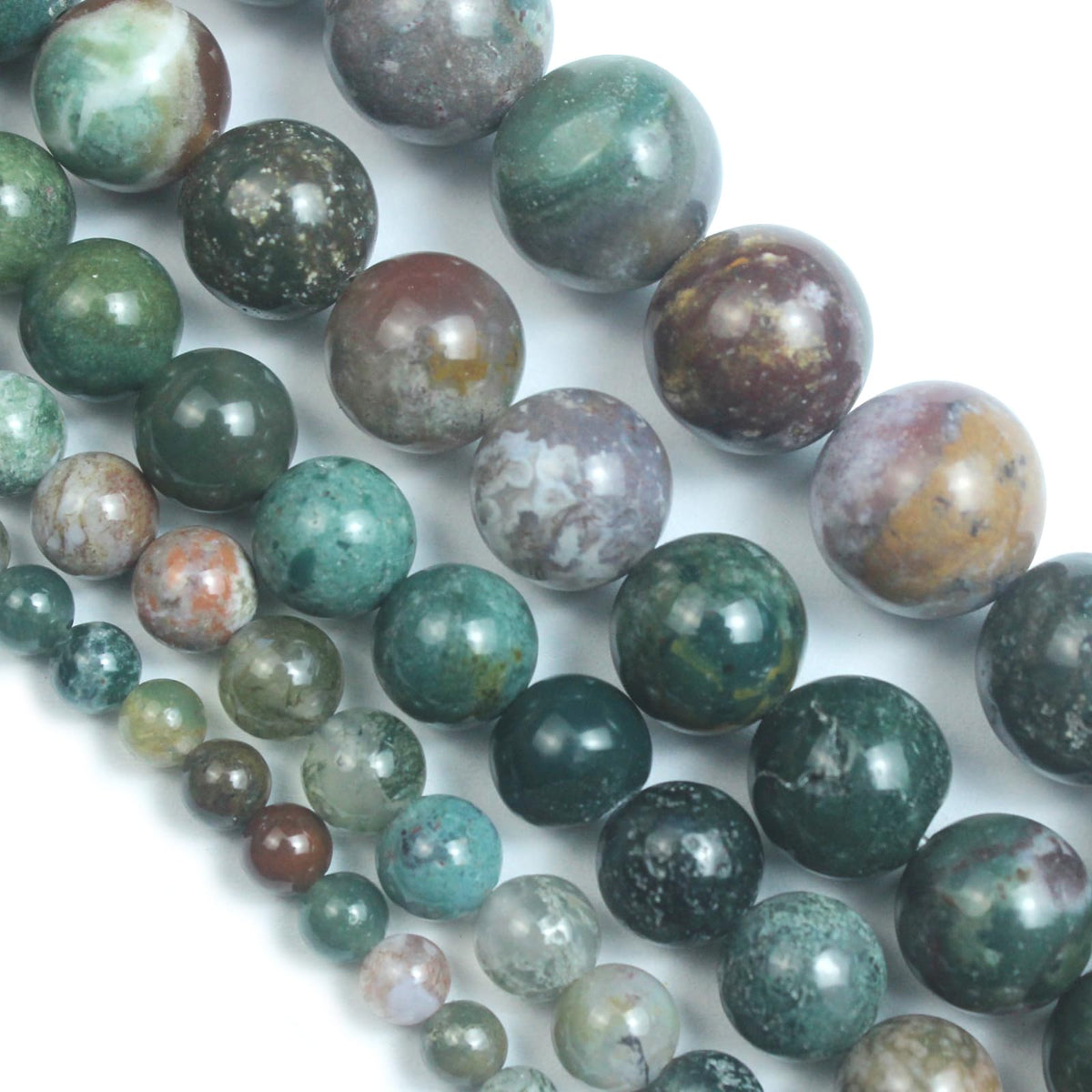 Cynbpm Gemstone Indian Agate Stone Round Loose Charms Kits for Jewelry Making Supplies Adults Women Bracelets Beads 15" 1 Strand 6mm