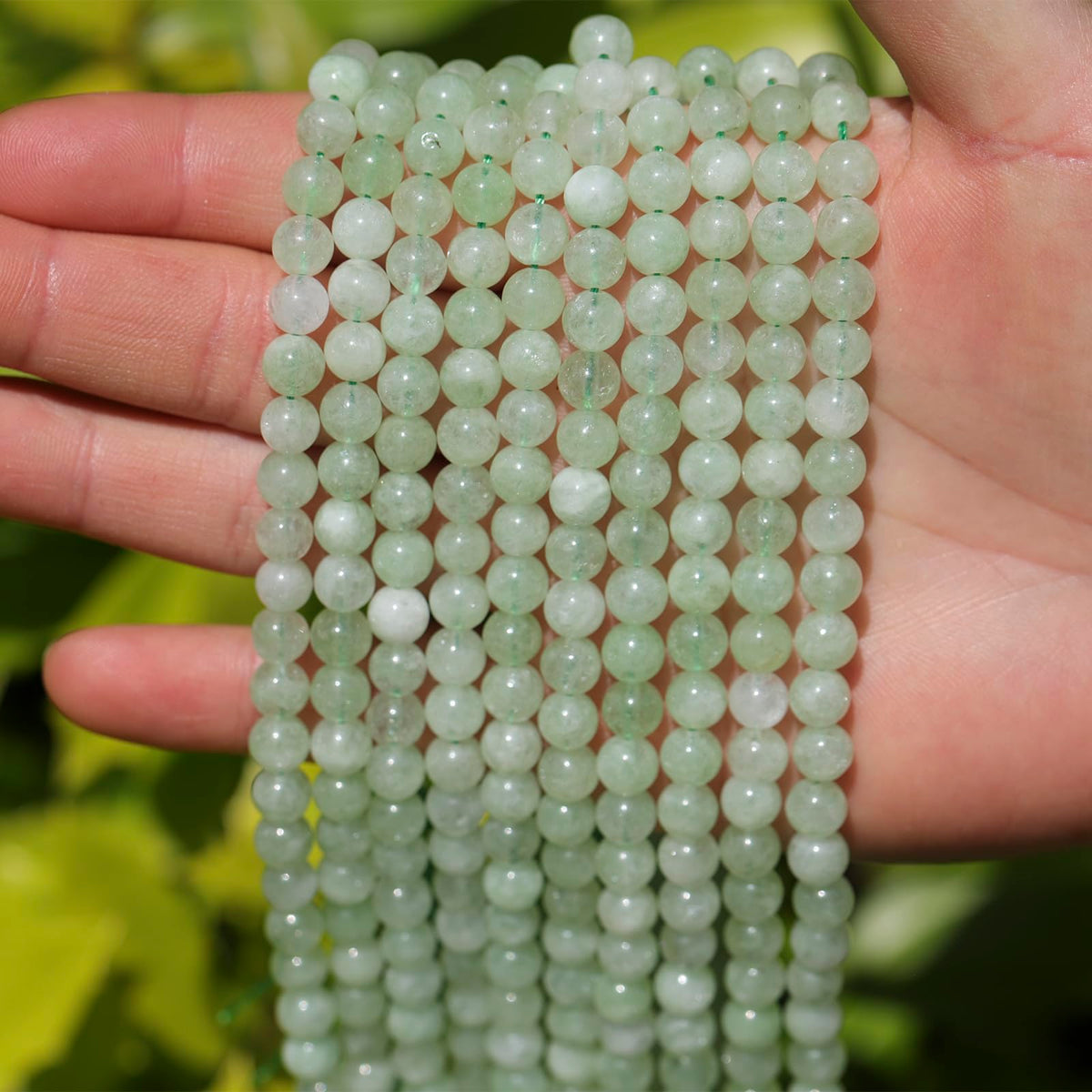 6mm Natural Stone Beads 65pcs Green Burmese Jade Polished Round Smooth Crystal Loose Gemstone Beads for Jewelry Making DIY Bracelet Necklace Earring Crafts Supplies