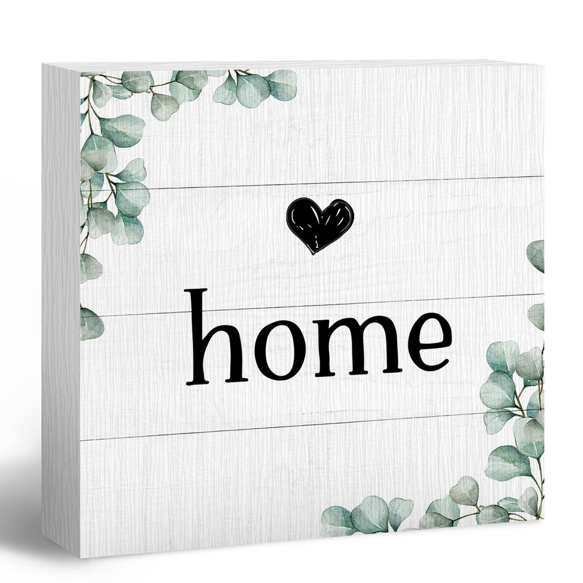 ANIANG Home Sign, Home Signs for House Decor, Welcome Sign, Rustic Farmhouse Desk Decor Wood Block Box Plaque for Living Room Wall Shelf, Housewarming Gifts (Green)