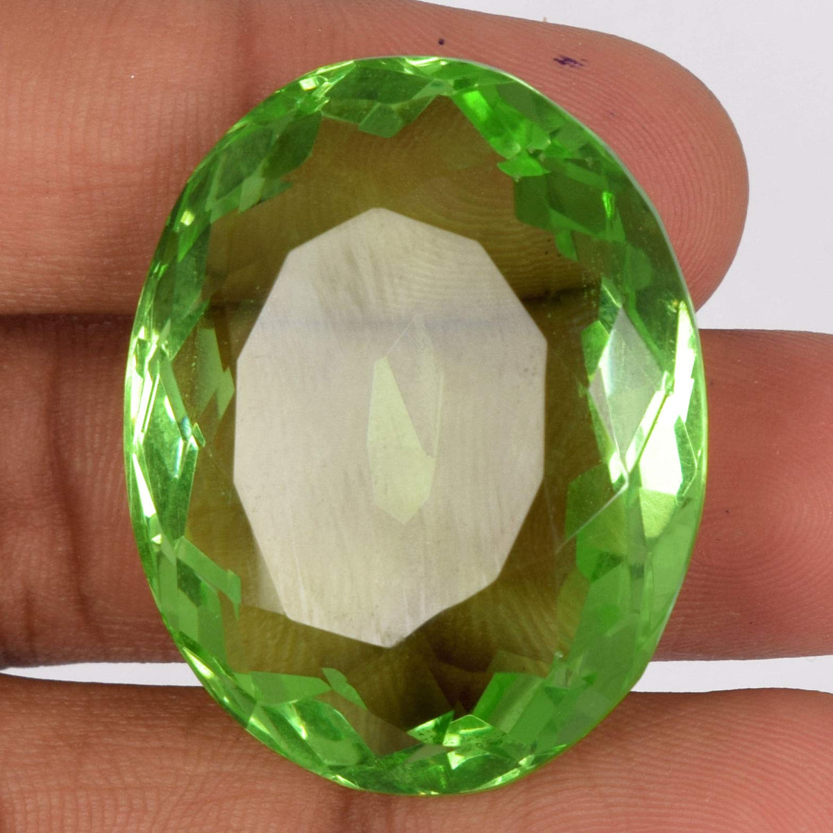 REAL-GEMS Natural Brazilian Green Amethyst Loose Gemstone Oval Cut 68.00 Ct Translucent Stone for Jewelry Making and Collectors
