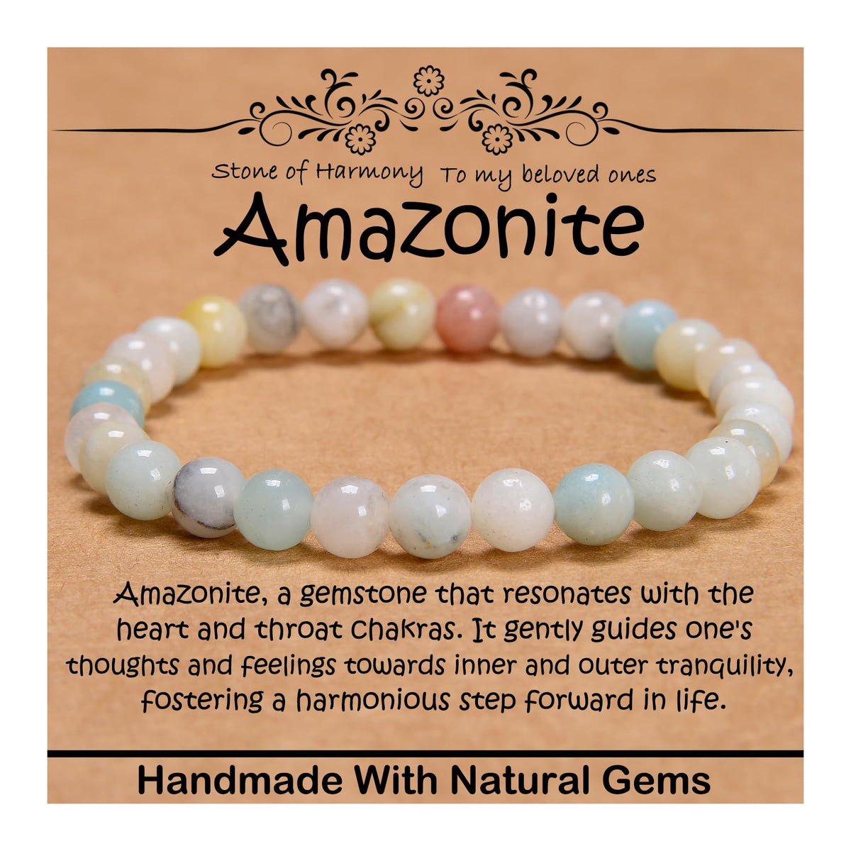 CHCCOYE 6mm Natural Healing Gemstone Bracelet Handmade Yoga Stretch Elastic Bracelet Stress Relief Crystal Jewelry for Men and Women (6mm, Mulitcolor Amazonite)