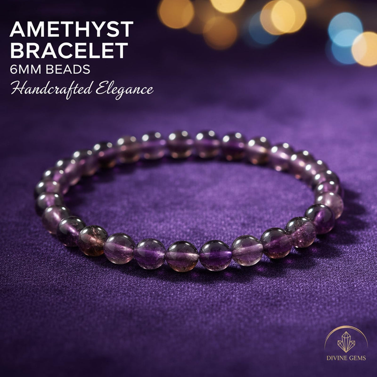 AUMRET Purple Beaded Amethyst Bracelet-6mm February Birthstone Bracelet Relive Anxiety Jewelry For Women Valentine's Day Mother's Day Christmas Birthday Gifts