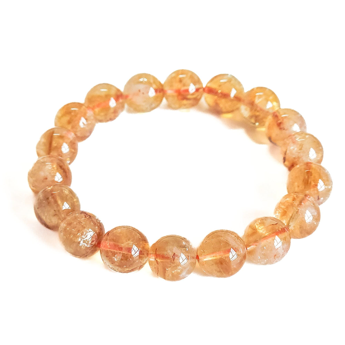 Silan's Yellow Phantom Quartz Bracelet for Women, Natural Crystal Stretch Elastic Adjustable Bracelet with Lucky Card, Gift for Her (11-12mm)