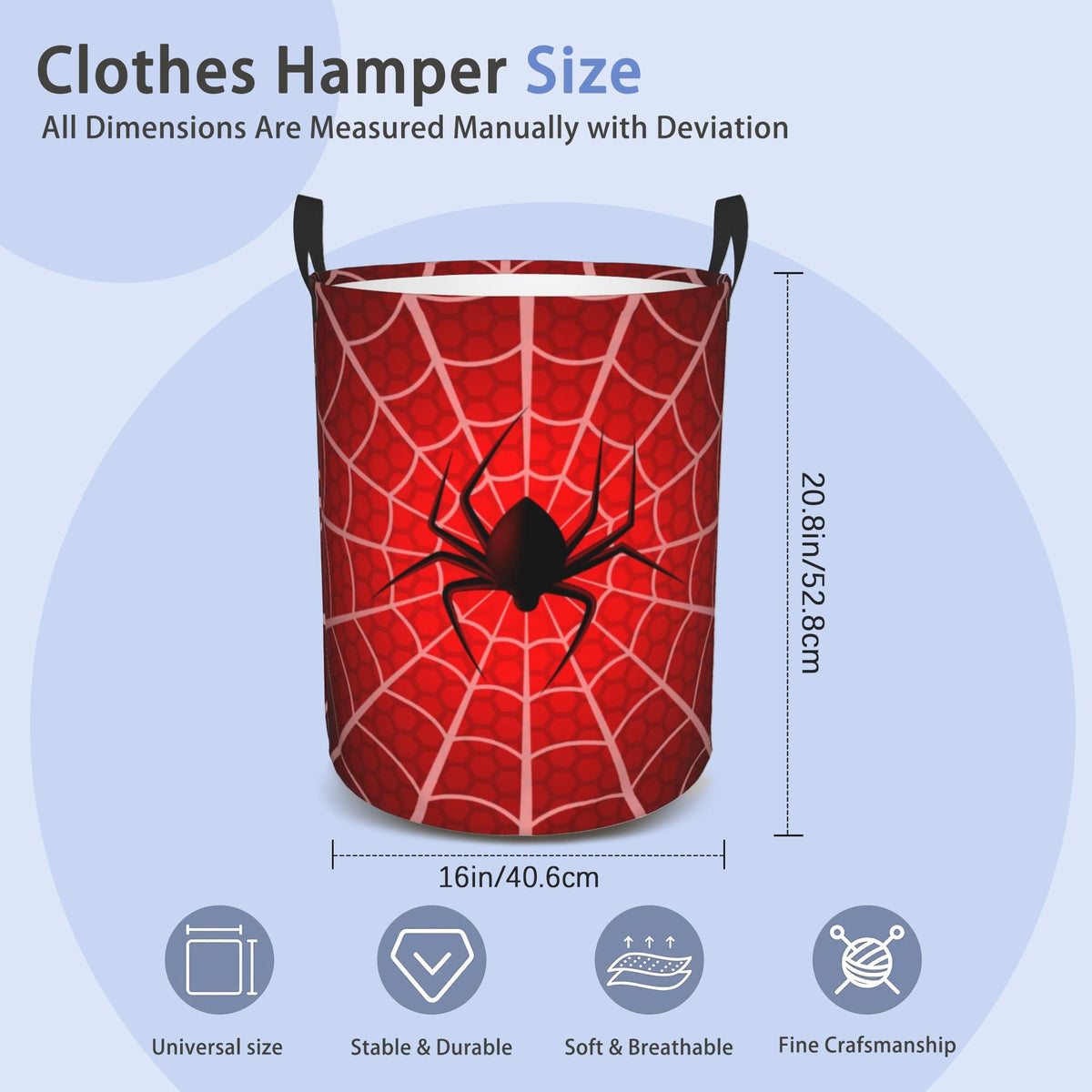 Laundry Basket, Dirty Clothes Basket, Foldable Waterproof Oxford Cloth Storage Basket for Bedroom, Bathroom, Clothes,Large Storage Basket Home Decoration(Red Spider Web)
