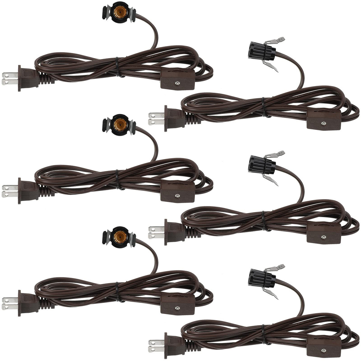 Macarrie 6 Pcs Single Salt Lamp Cord Replacement for Christmas Village E12 Corded Light Bulb Socket with Metal Clip Switch Plugs for Christmas Village House Accessories Crystal Salt Lamps 6 ft (6)