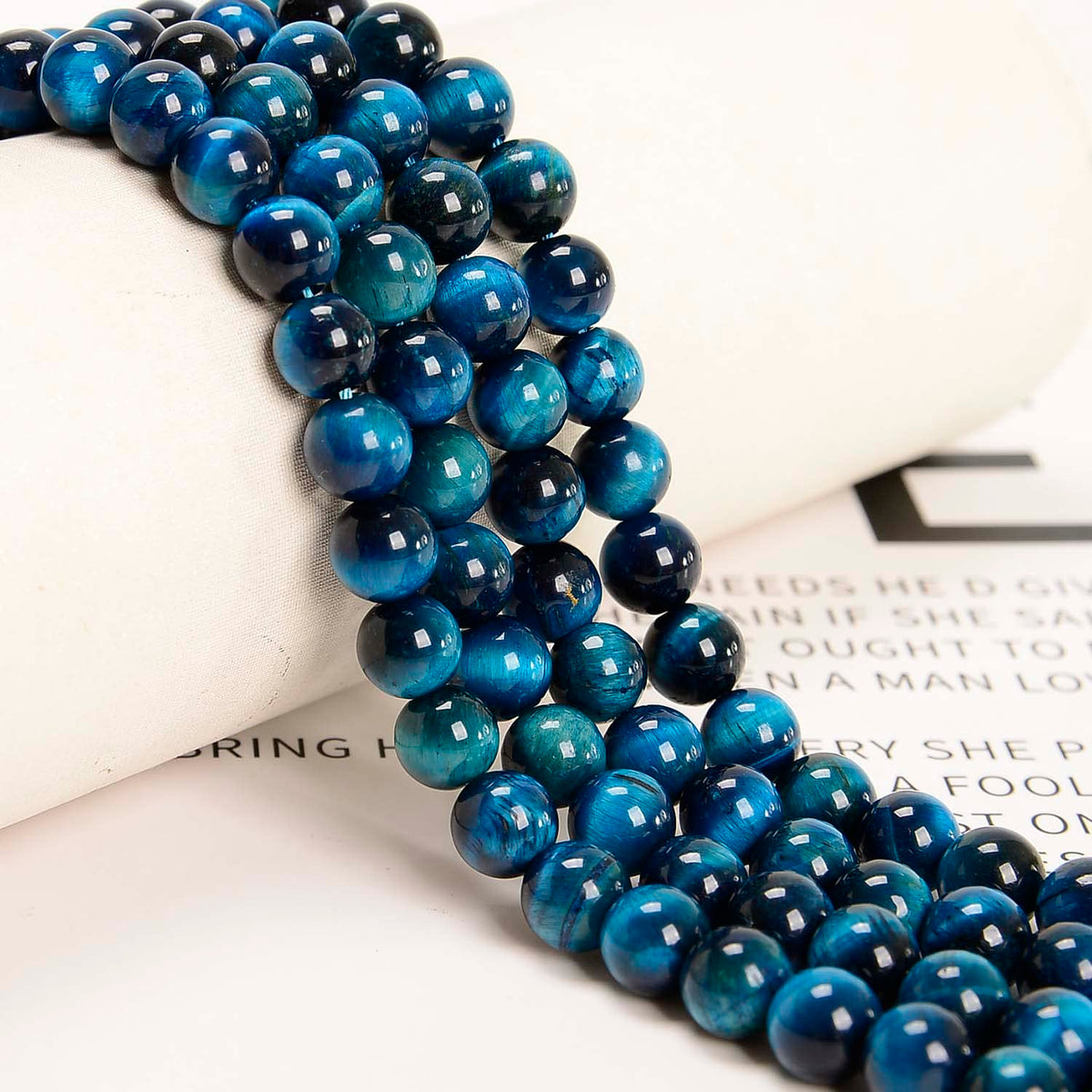 NCB 100pcs Original Natural Stone Beads Gemstone Round Loose Beads 6mm 8mm 10mm (Aquamarine Tiger's Eye, 6mm 100Beads)