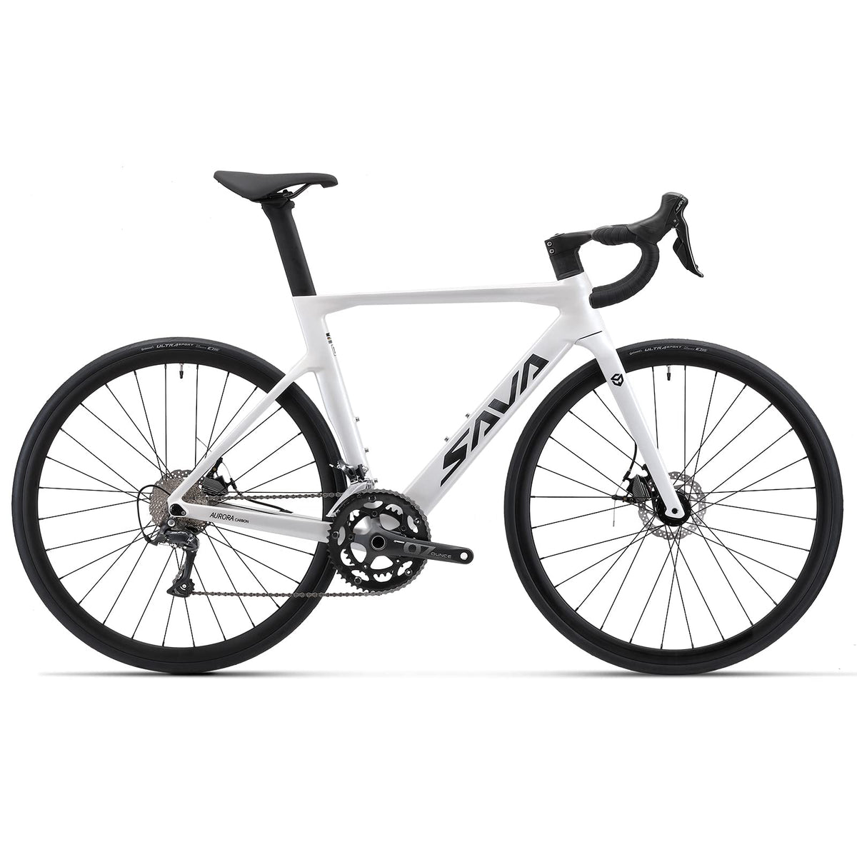 SAVADECK Carbon Disc Road Bike, Integrated Design Racing Bicycle Carbon Frame Carbon Fork with Shimano SORA R3000 Derailleur System 18 Speed Disc Brake Road Bike for Men or Women(White,51cm)