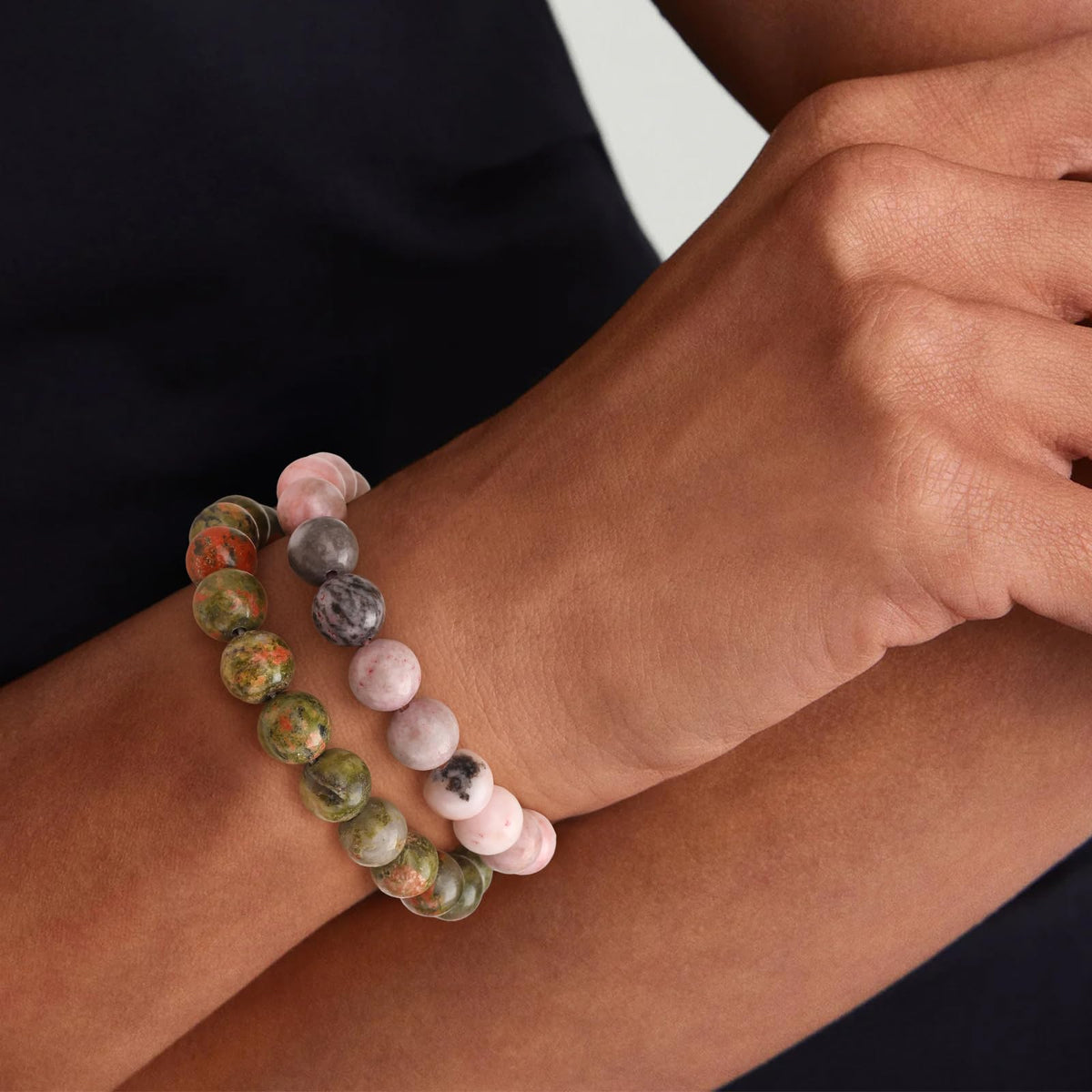 Risyfjew 3 PCS Pink Zebra Jasper Healing Crystal Bracelets Women 8mm Natural Stone Beaded Stretch Bracelet Crystal Gifts for Women