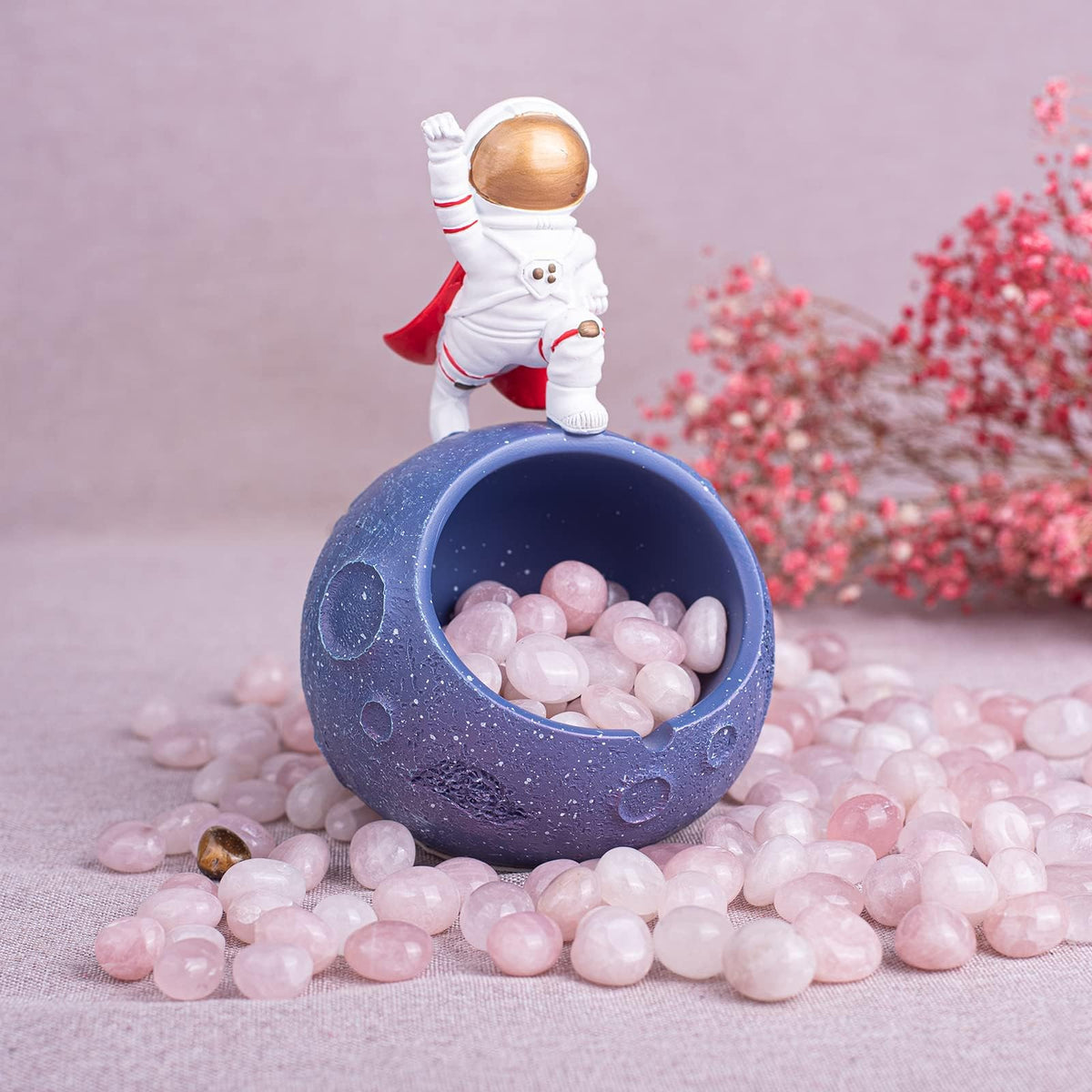 SigMntun Polished Rose Quartz Crystal Set, 0.4", 128 Pcs - Handpicked Tumbled Stones and Crystals Bulk for Healing, Reiki, Meditation, Witchcraft and Home Decor, 10 oz
