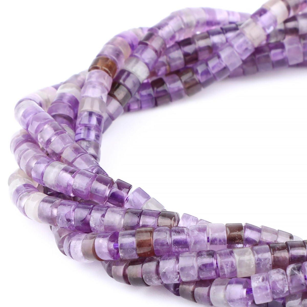 Natural Amethyst Heishi Spacer Beads Loose Semi Precious Flat Round Gemstone Disc Shape Stone for Beading Jewelry Making 4x2mm 15.5"