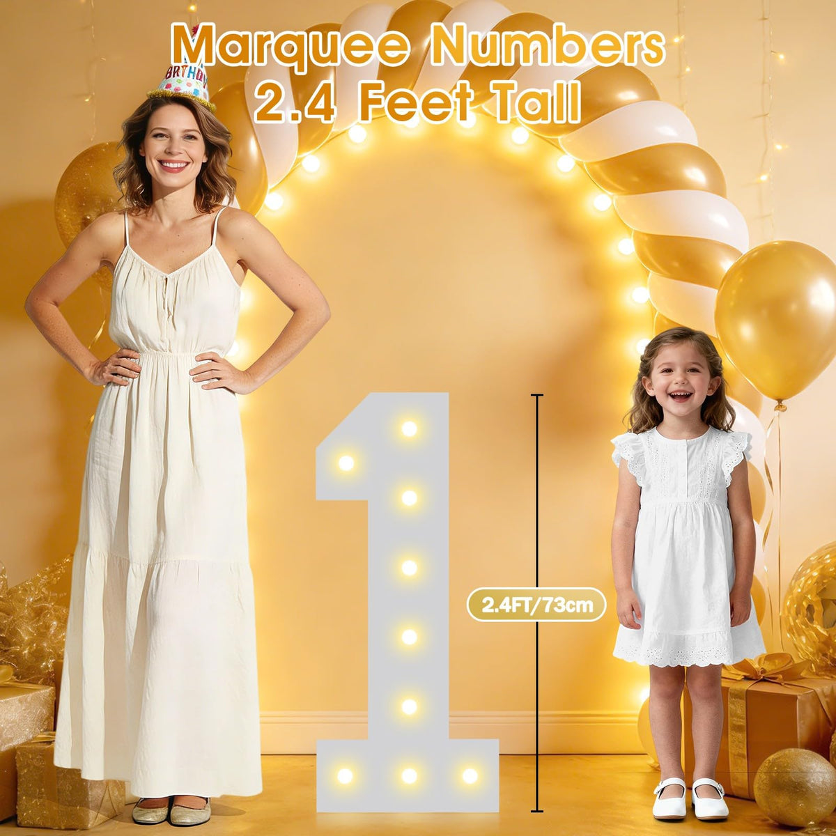Pooqla 2.4FT Light Up Numbers, Marquee Numbers 2.4 Feet Tall Party Decor for Her Him, Mosaic Big Sign for 3rd 13th 30th Birthday Anniversary Decoration Backdrop, Cool White and Warm White Number 3