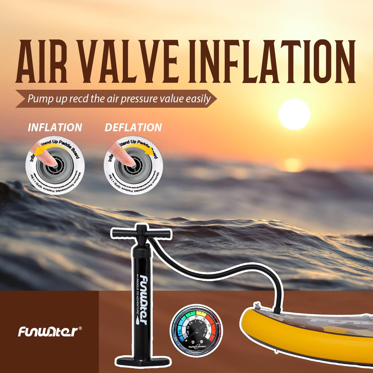FunWater SUP Inflatable Stand Up Paddle Board Ultra-Light Inflatable Paddleboard with SUP Accessories,Fins,Adjustable Paddle, Pump,Backpack, Leash, Waterproof Phone Bag(Yellow)