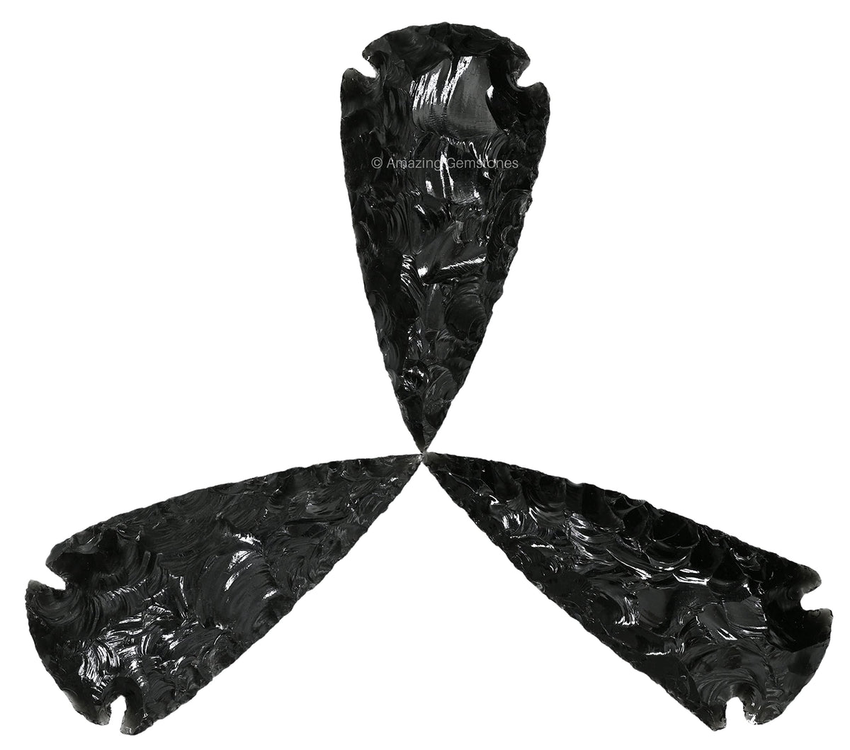 Amazing Gemstone 3 Pieces Black Obsidian Arrowhead, Crystal and Healing Stone Flint Rock Arrow Head - 2 to 3 Arrowheads for DIY Project Craft Point Jewelry Making