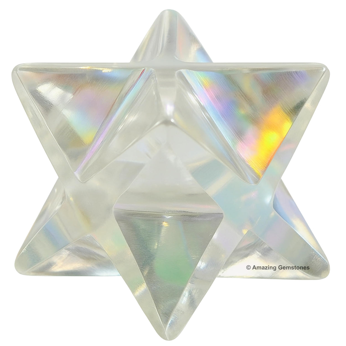 Amazing Gemstone Angel Aura Quartz Merkaba Crystal - 0.75 Inches Metaphysical Merkaba Star for Meditation - Energetic Tetrahedron Crystal and Healing Stones for Spiritual Growth and Healing (15-20mm)