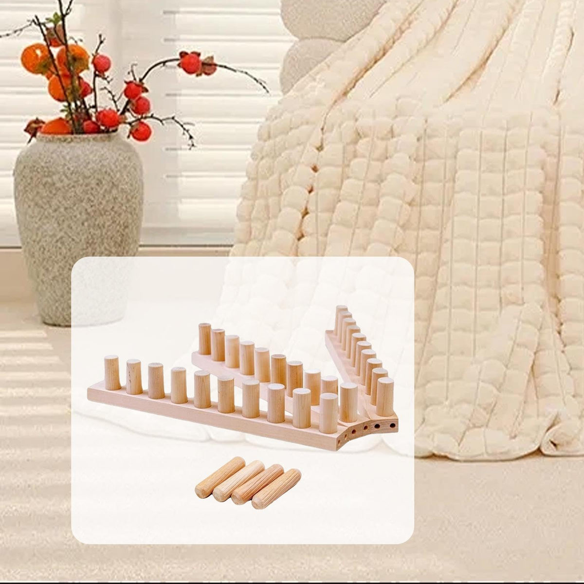 Badiman Chunky Yarn Blanket Loom, Beginner Friendly, Portable, Home Decor Sturdy Weaving Loom Adjustable Size Gift, A