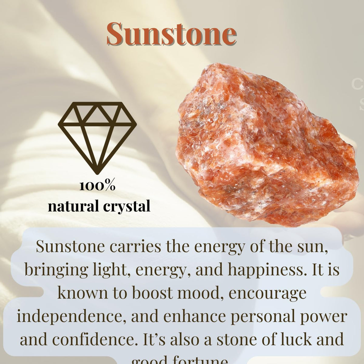 XIANNVXI Sunstone 1.8-2.2" Large Raw Crystals and Healing Stones Natural Rough Crystal Rocks for Decor Gifts Tumbling Cabbing Polishing Fountain Rocks 1PCS