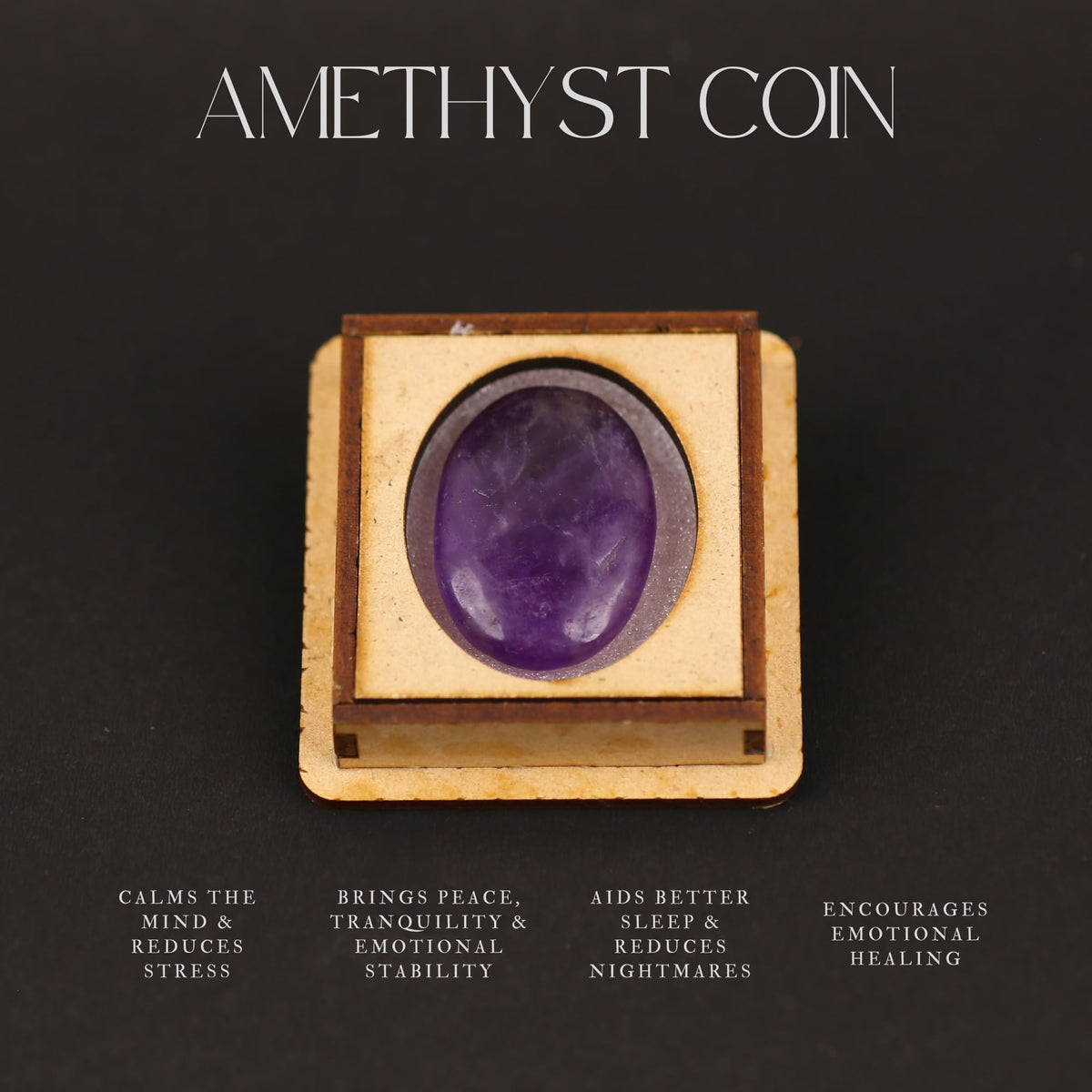 TRRYSTALS Natural Amethyst Zibu Coin | Spiritual Meditation Zibu Token | Gemstone Crystal Sacred Symbol Stone for Mindfulness Decor, Collectible Stone,Meditation Accessory