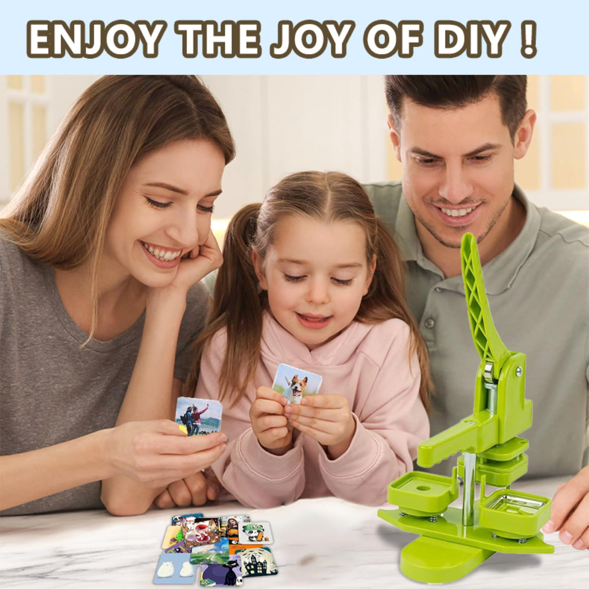 DCBADGE Square-Shaped Button Maker Machine,50mm/1.97 inch Square Fridge Magnet Maker Kit with 100 Sets of Refrigerator Magnet Supplies