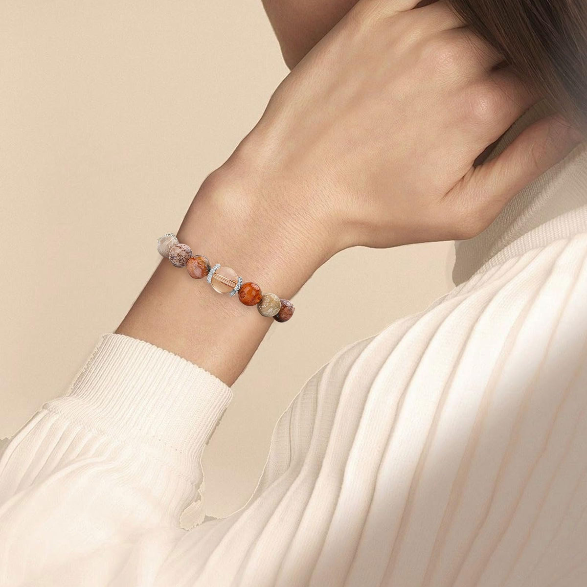 oilcnik Natural Stone Gemstone Charm Bracelet – Graduation & Birthday Gifts for Her, Handmade Gifts for Women: Mother’s Day, Valentine’s & Anniversary