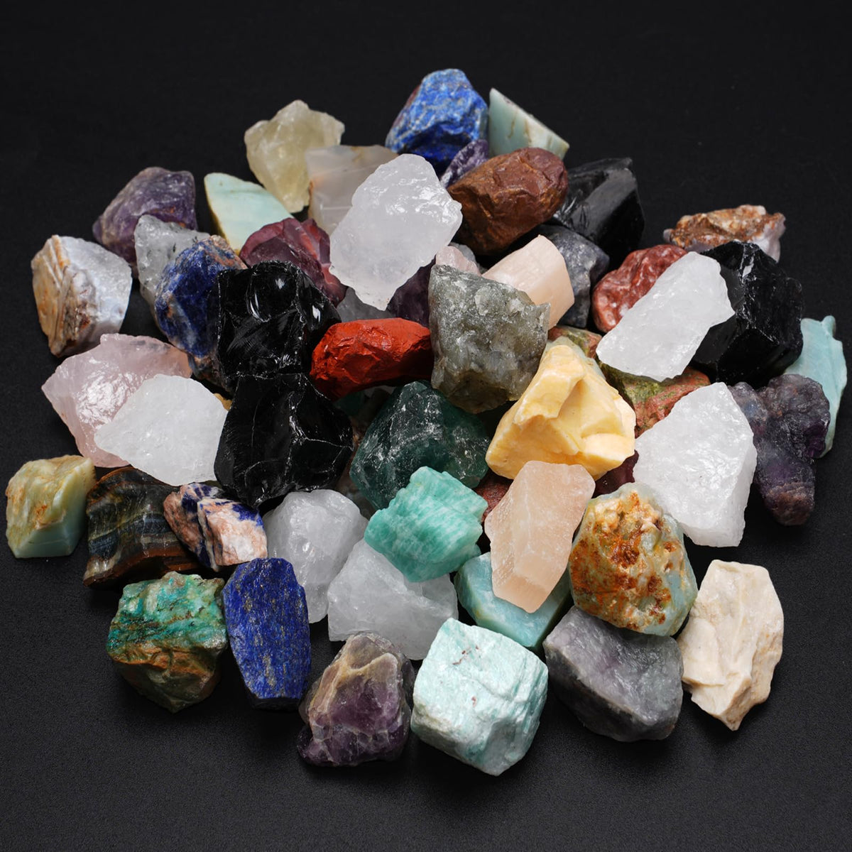Rahato 5 lbs Rocks for Tumbling, Mix Large 1-2 Inch Crystals and Healing Stones, Raw Gemstones for Polishing Wicca & Reiki Crystal Healing, Rough Rock for Collection, Decoration