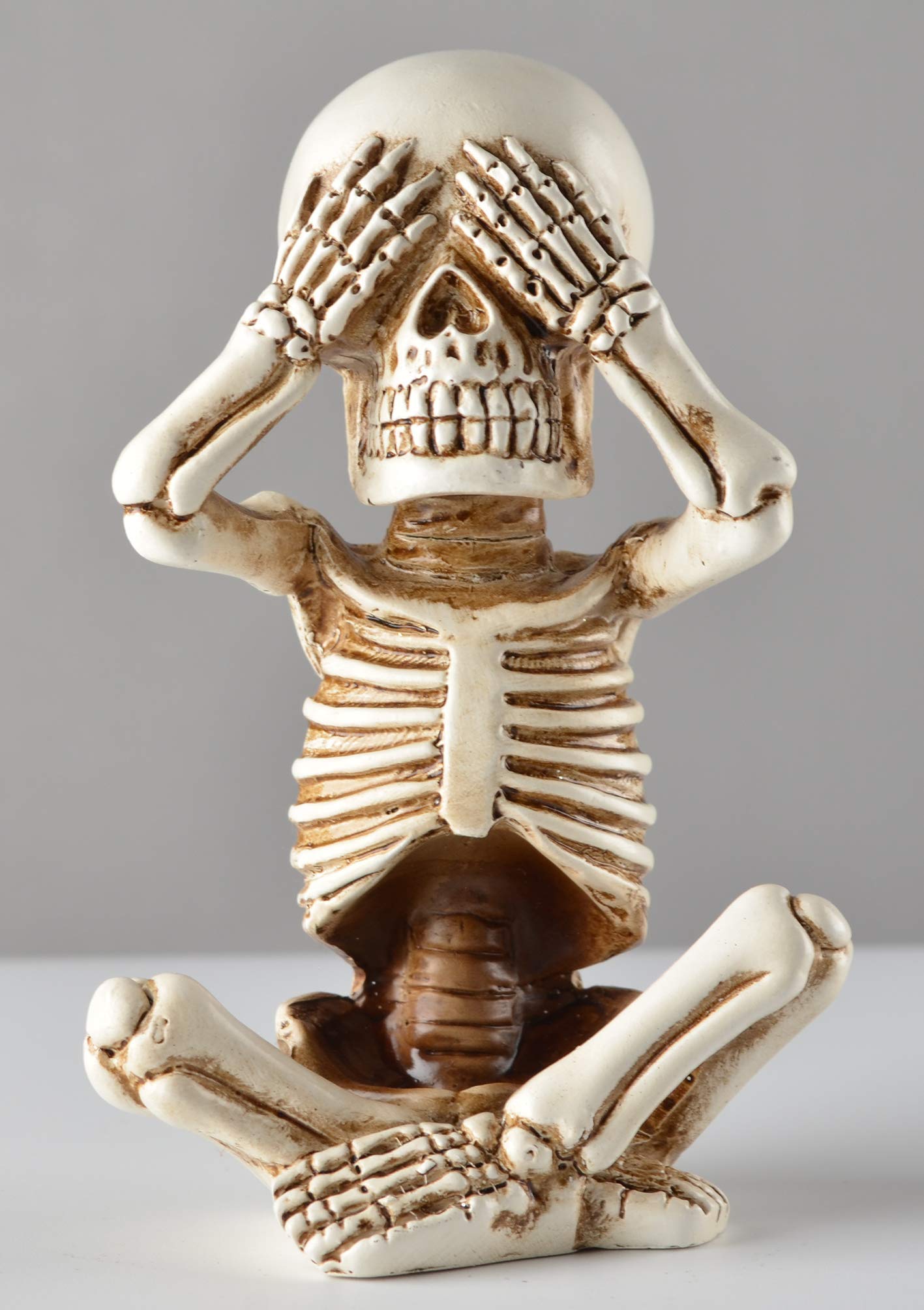 JORAE Skeletons Statue Hear See Speak No Evil Baby Halloween Figurines Home Decorative, Set of Three, 4.8 in, Oyster White Polyresin