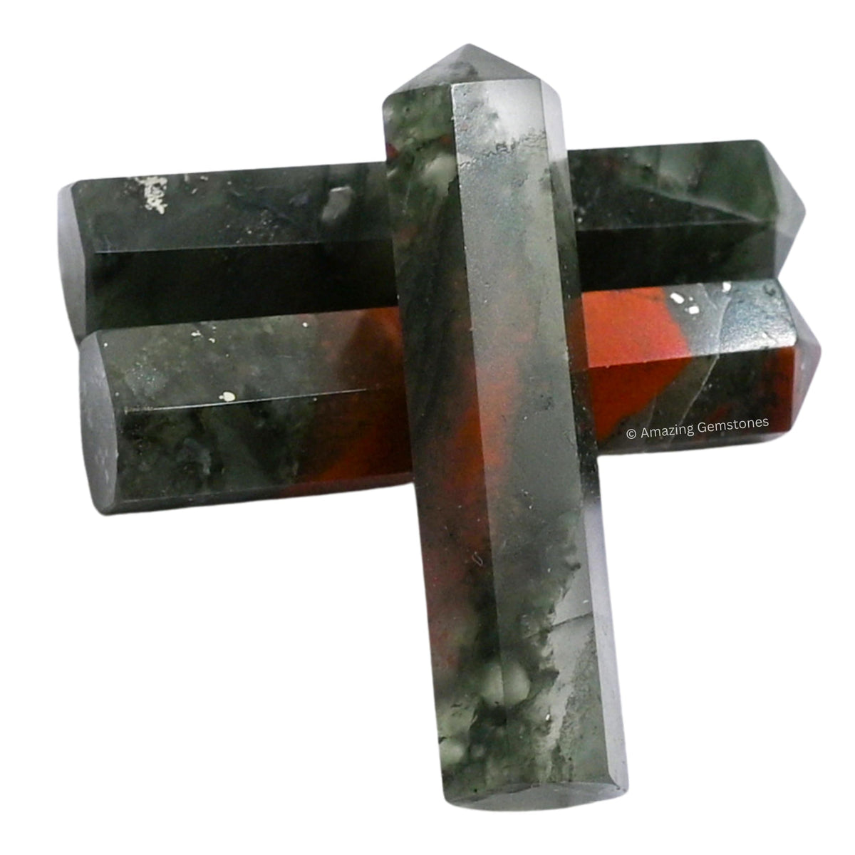 Amazing Gemstone African Bloodstone Crystal Points Bulk Healing Crystals & Stones - Pack of 3 Single Terminated Healing Wand Point Bulk Crystals for Crafts, Crystal Grid, DIY Work - Premium Crystals
