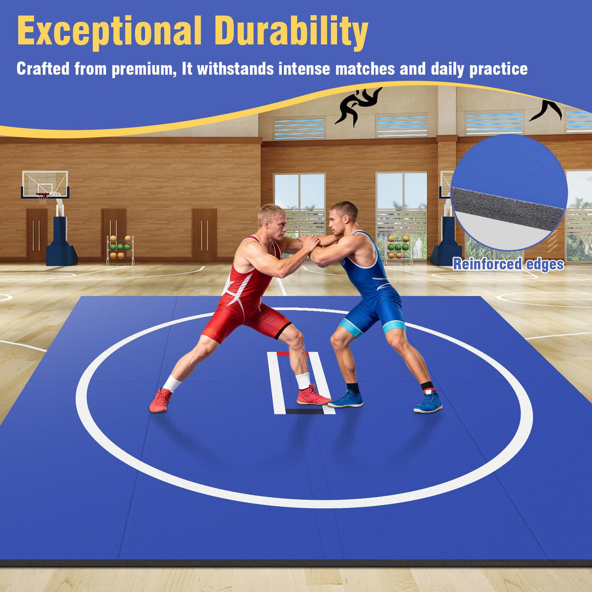 ETOYA Wrestling Mat 10'x10'/3 * 3m for Home Outdoor Indoor, 1.2" Thick Foldable XPE Jiu Jitsu Floor Exercise Mat for Martial Arts, MMA, Yoga, Kids Play & Gym Workouts
