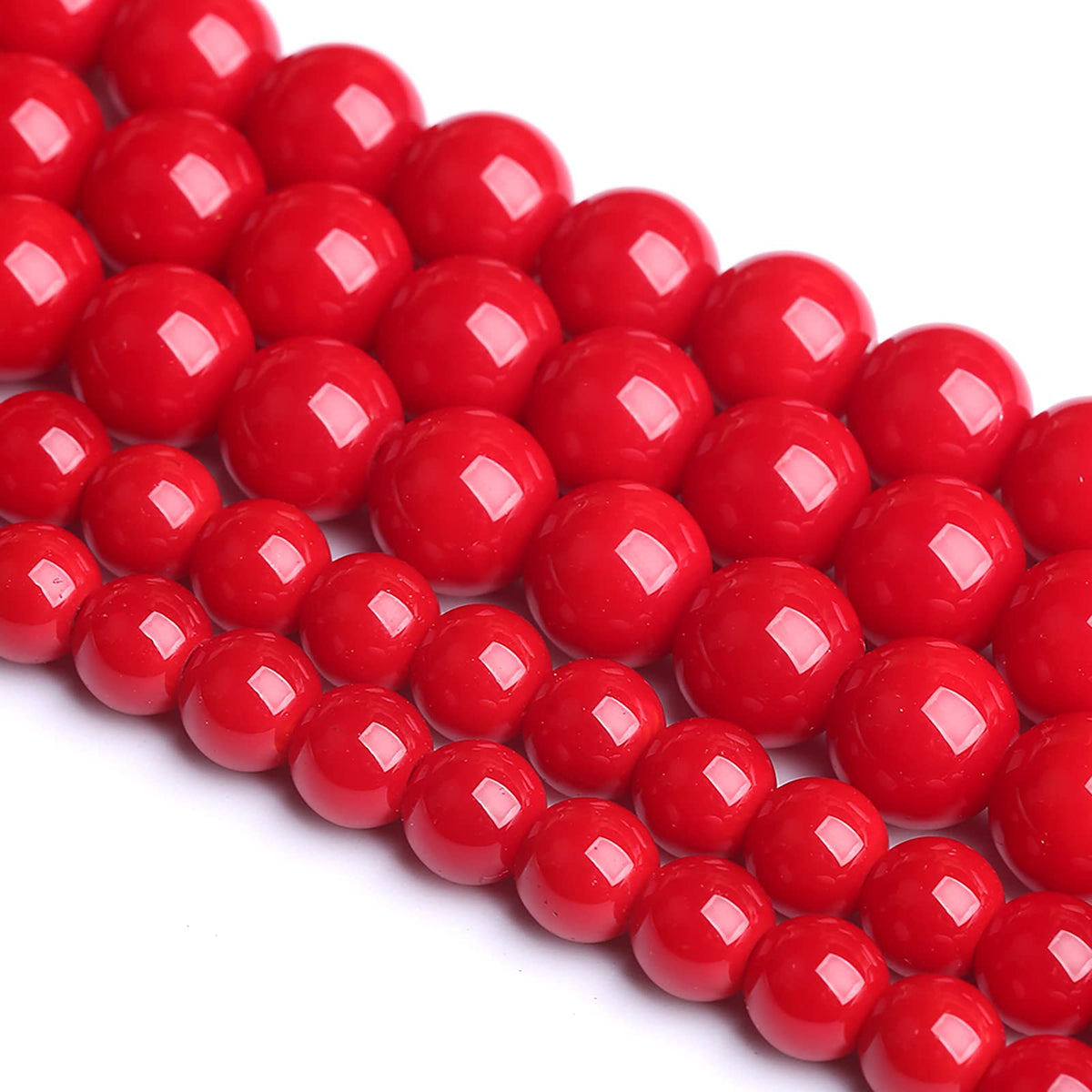 8MM 46PCS Red Glass Round Spacer Loose Beads for Jewelry Making 15 inches DIY Bracelet Necklace